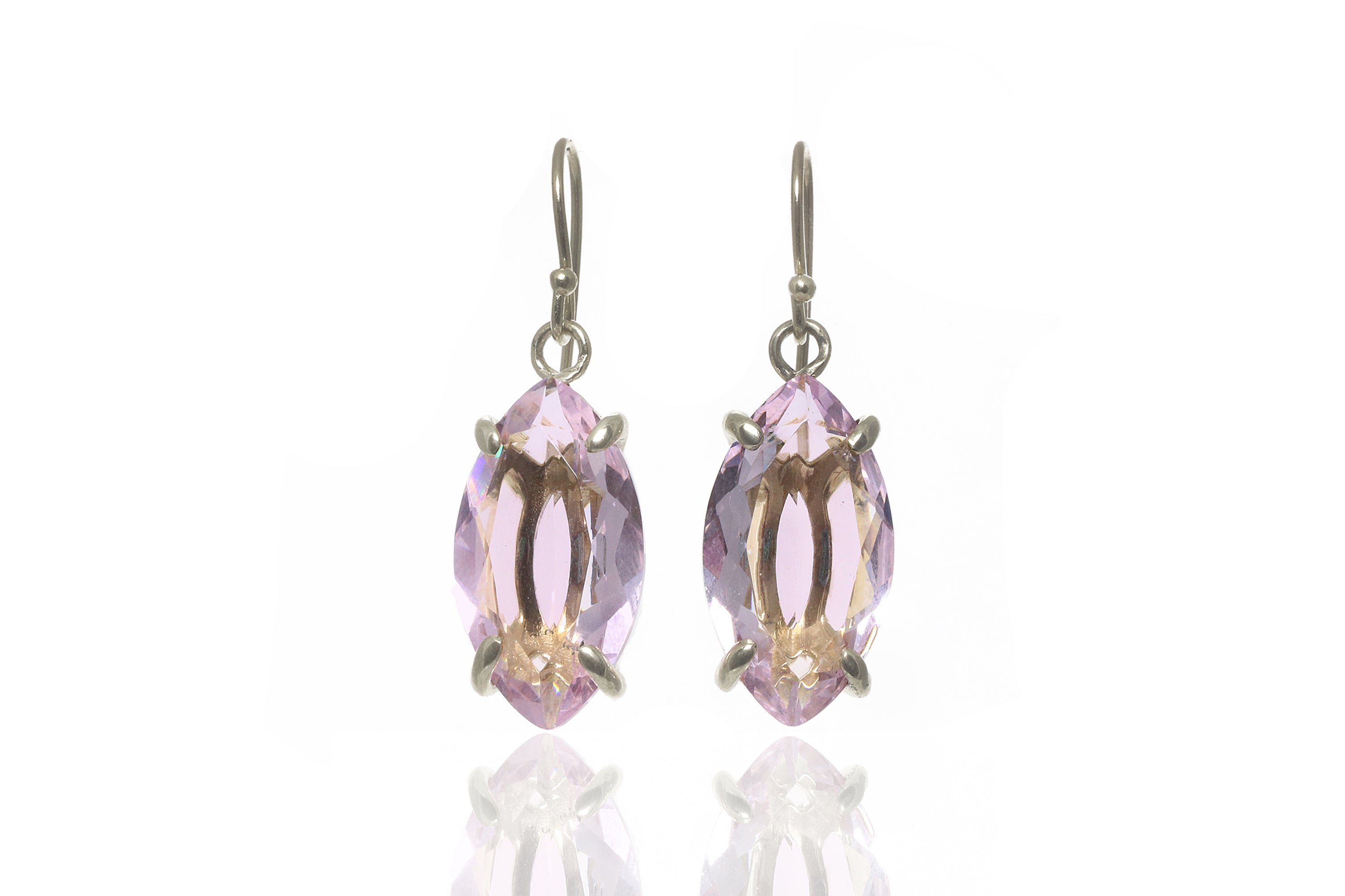 Gold Marquise Rose Quartz Earrings Earrings Anemone Jewelry