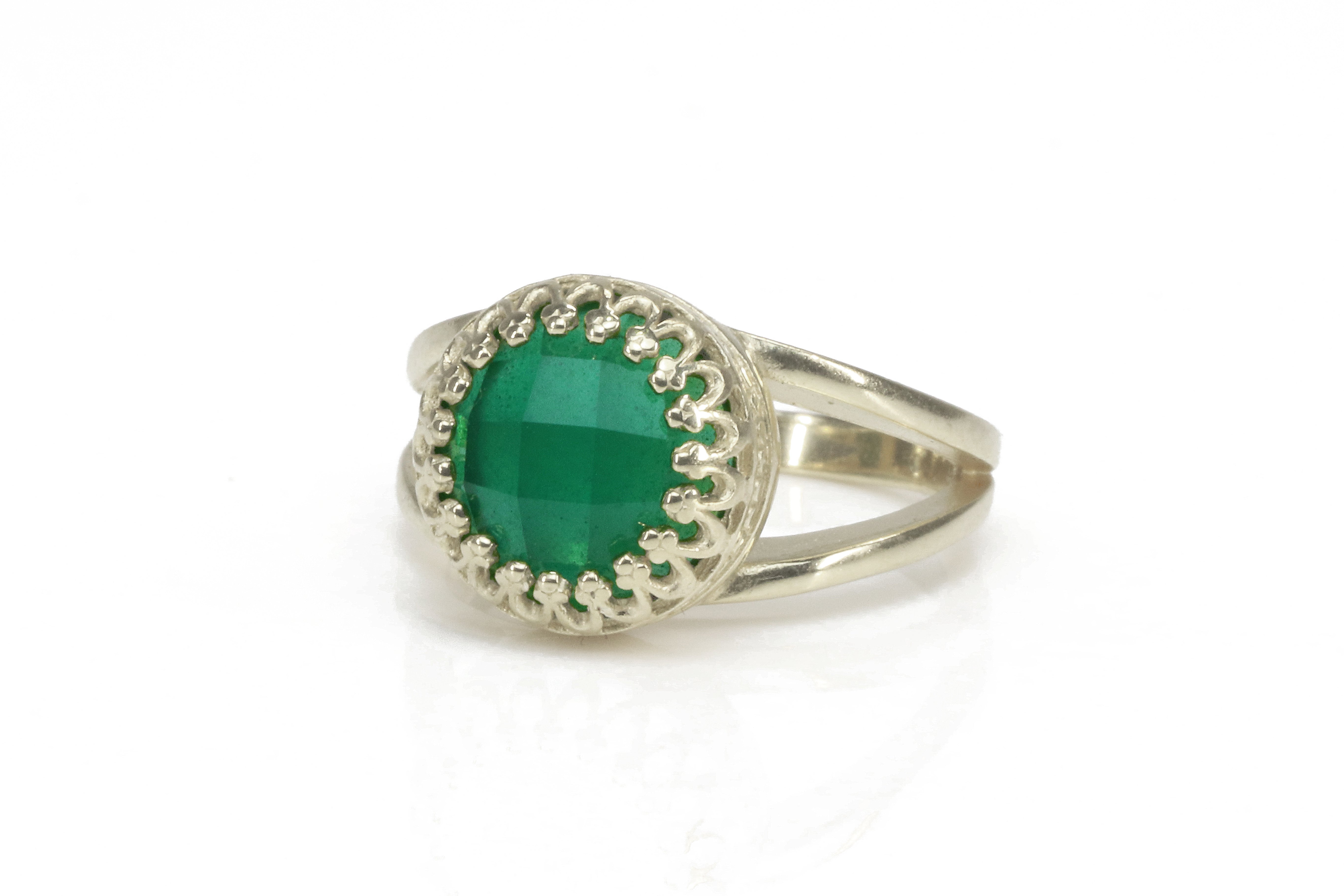 Green Onyx Gemstone in 925 Sterling Silver Ring Rings Anemone Jewelry