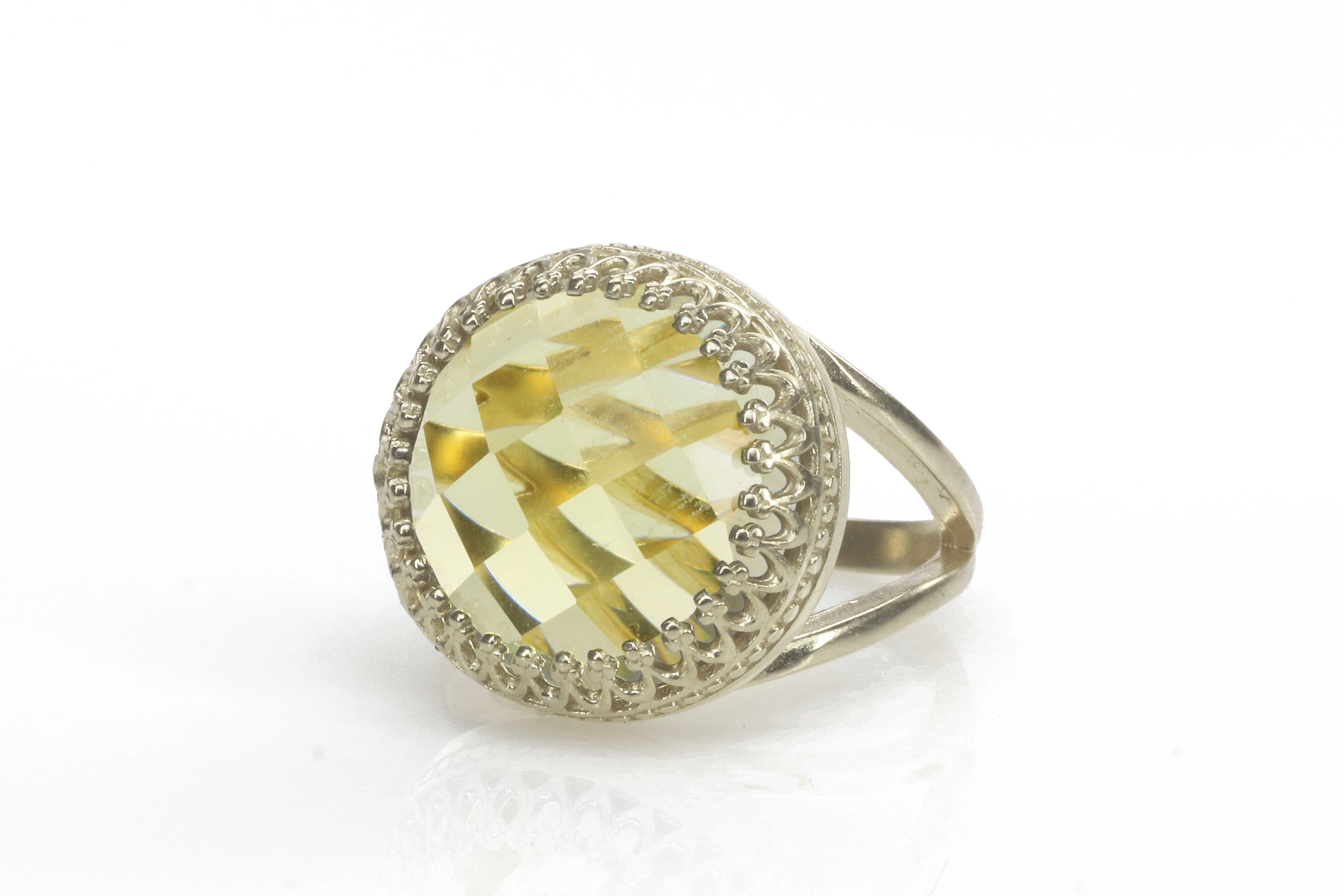 Faceted Lemon Quartz Victorian 14k Gold Filled Ring Rings Anemone Jewelry