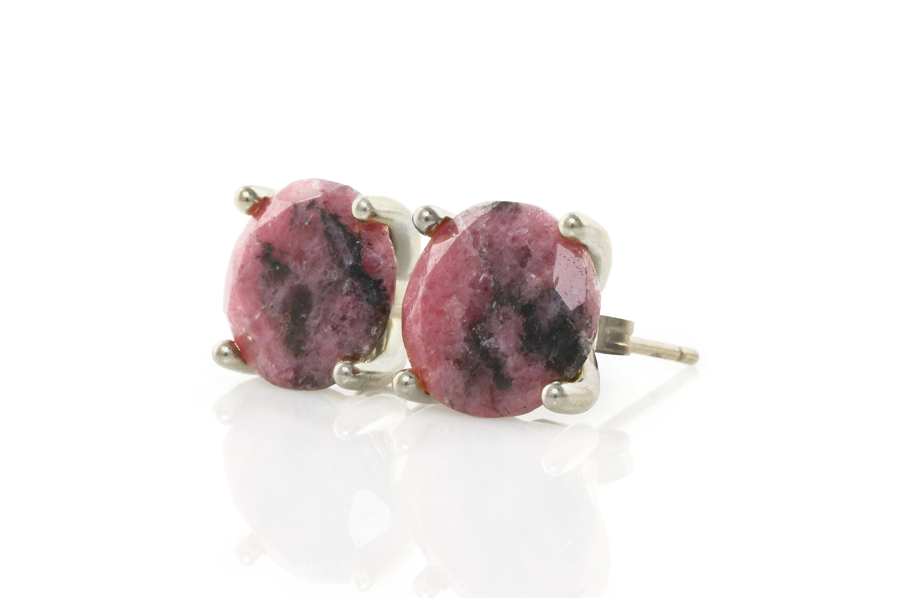 Rosy Rhodonite Stone Gold Earrings Earrings Anemone Unique
