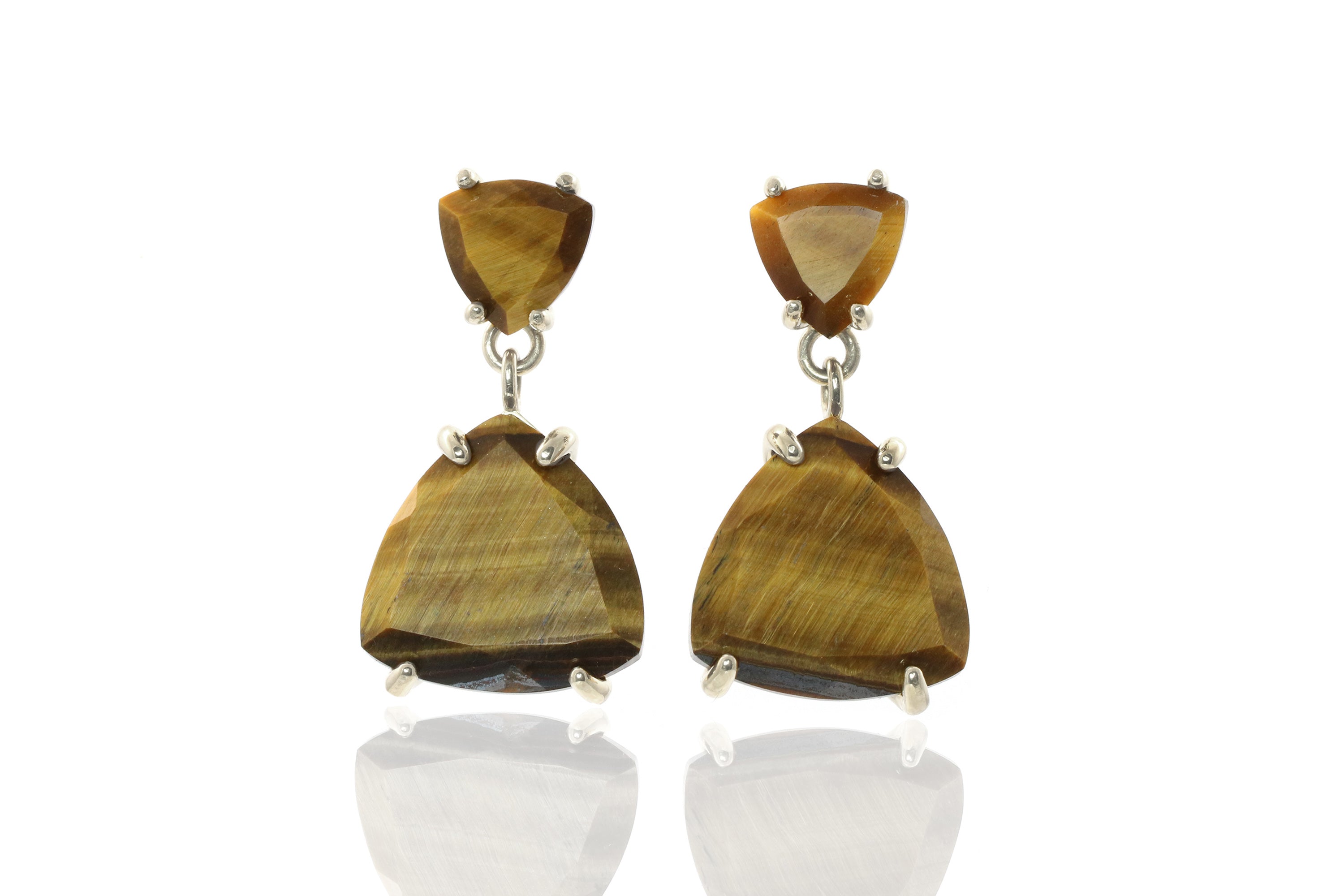 Unique Tiger Eye Statement Gold Earrings Earrings Anemone Jewelry