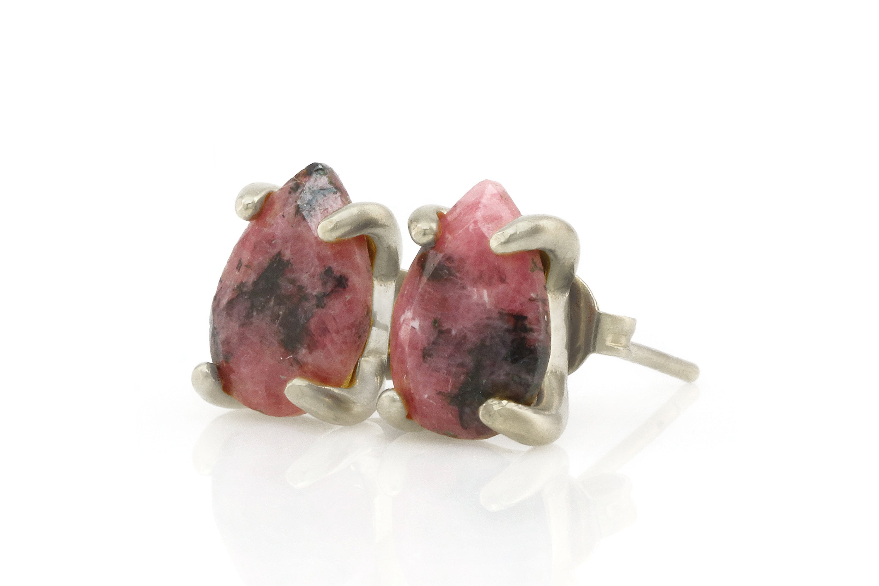 Pear Cut Rhodonite Crystal Gold Earrings Earrings Anemone Unique
