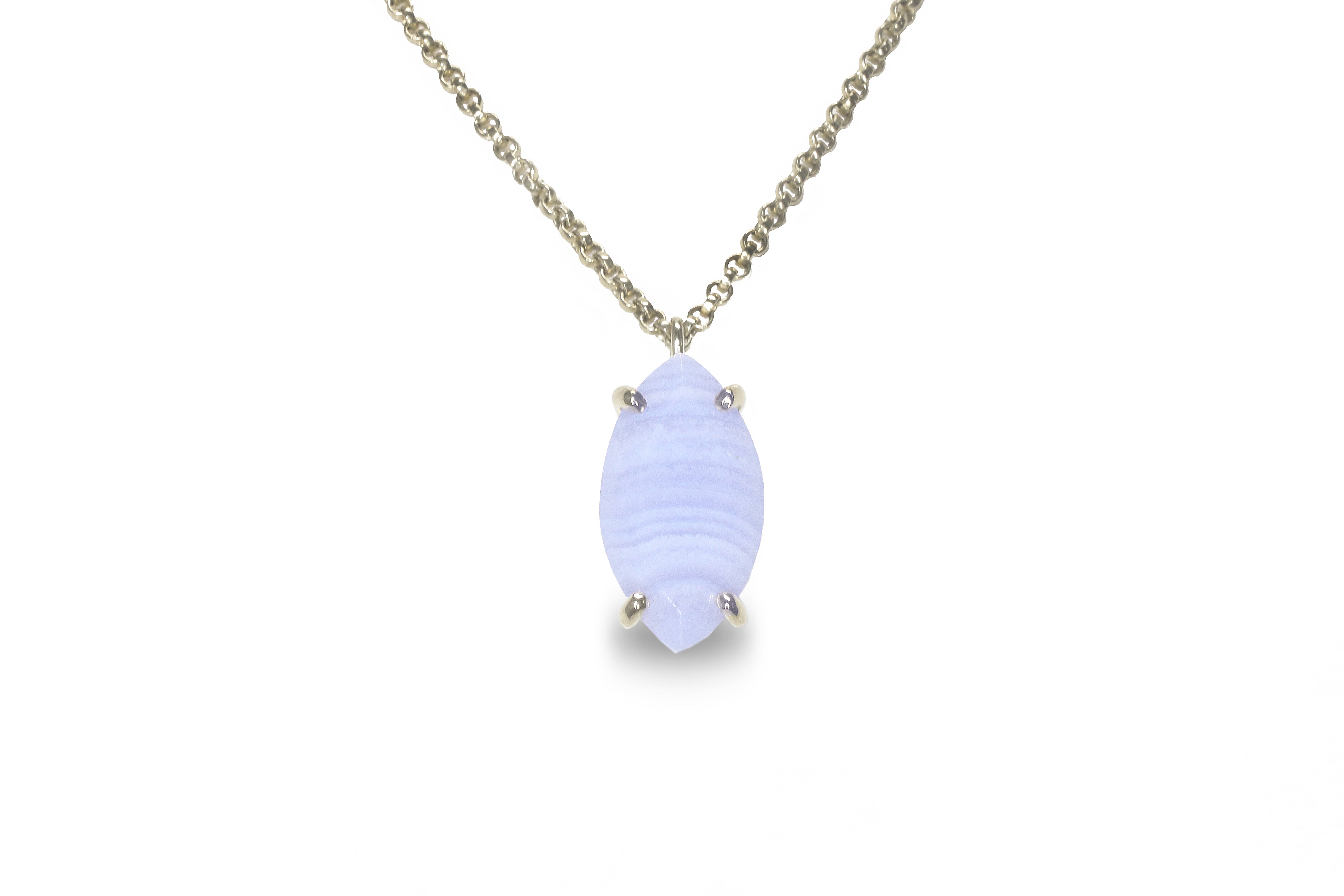 Lovely Marquise Lace Agate Pendant Necklace necklaces Anemone Jewelry