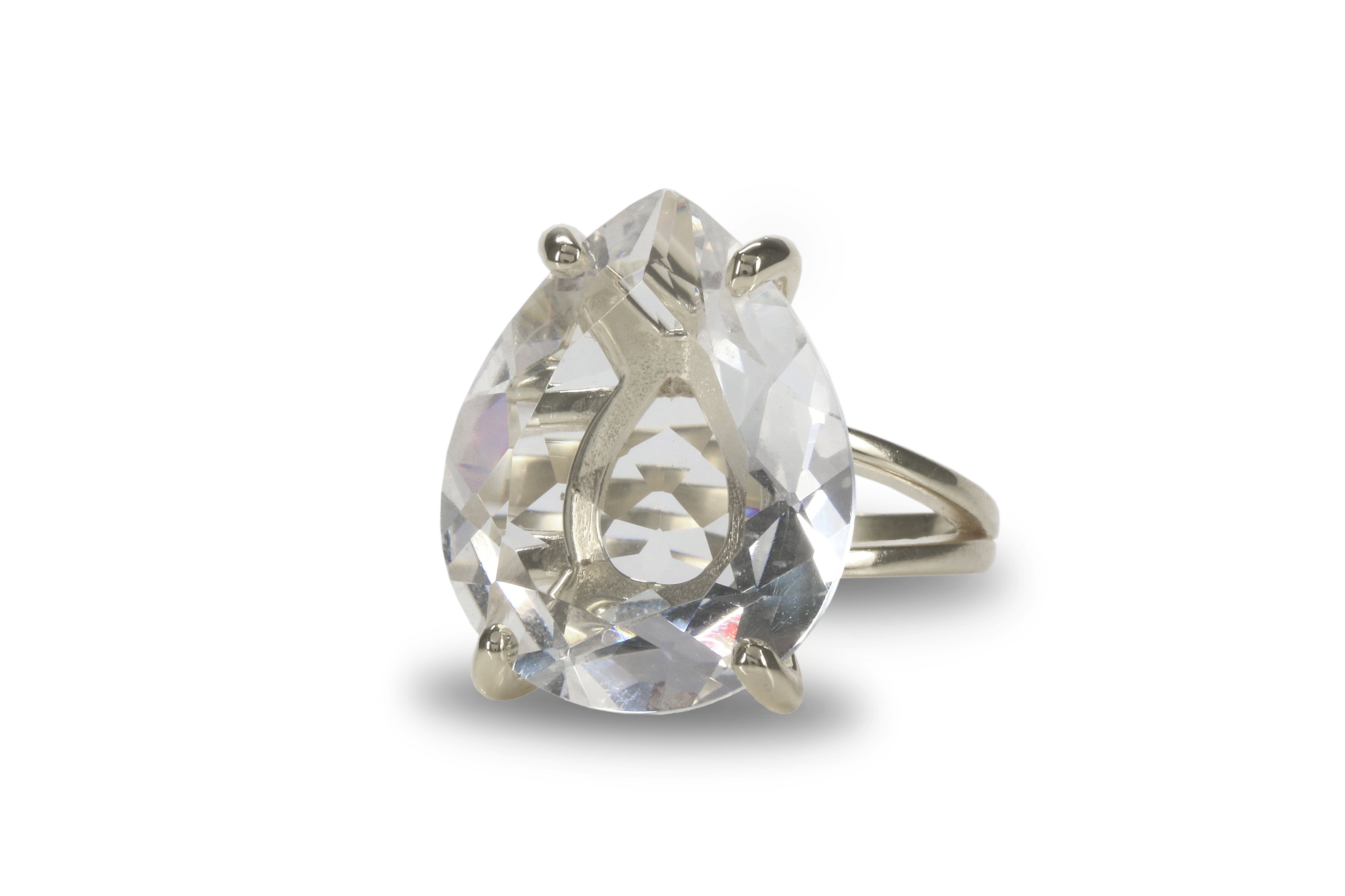 Fine 14k Rose Gold Ring with Crystal Quartz Rings Anemone Jewelry