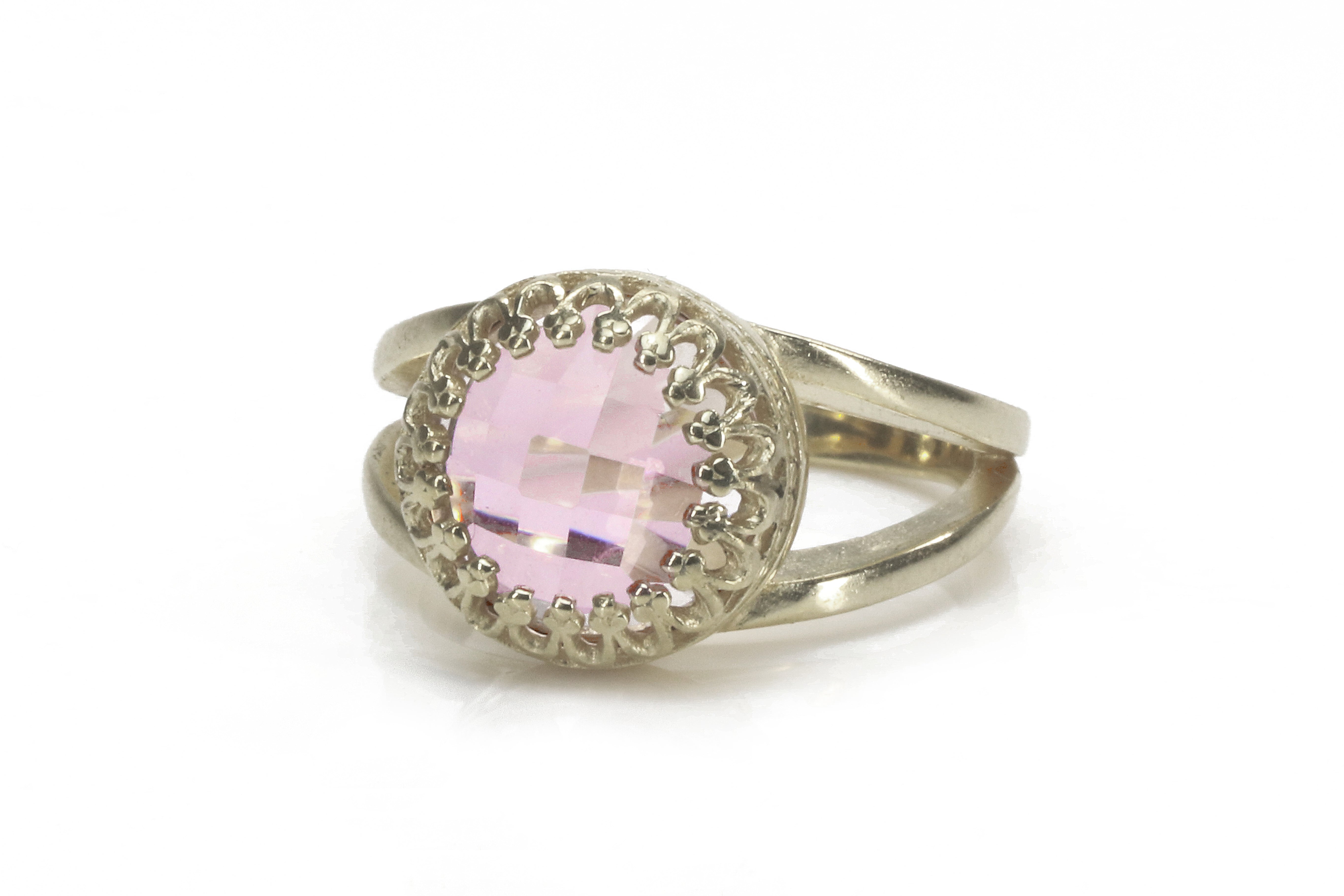 10mm Pink Rose Quartz Silver Ring Rings Anemone Jewelry