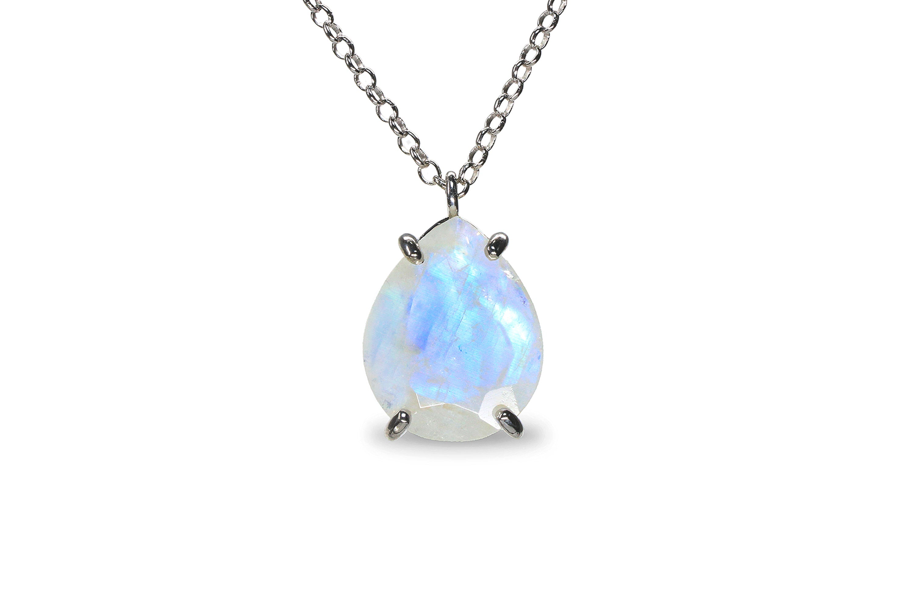 Pear Moonstone Jewelry Necklace in Silver necklaces Anemone Jewelry