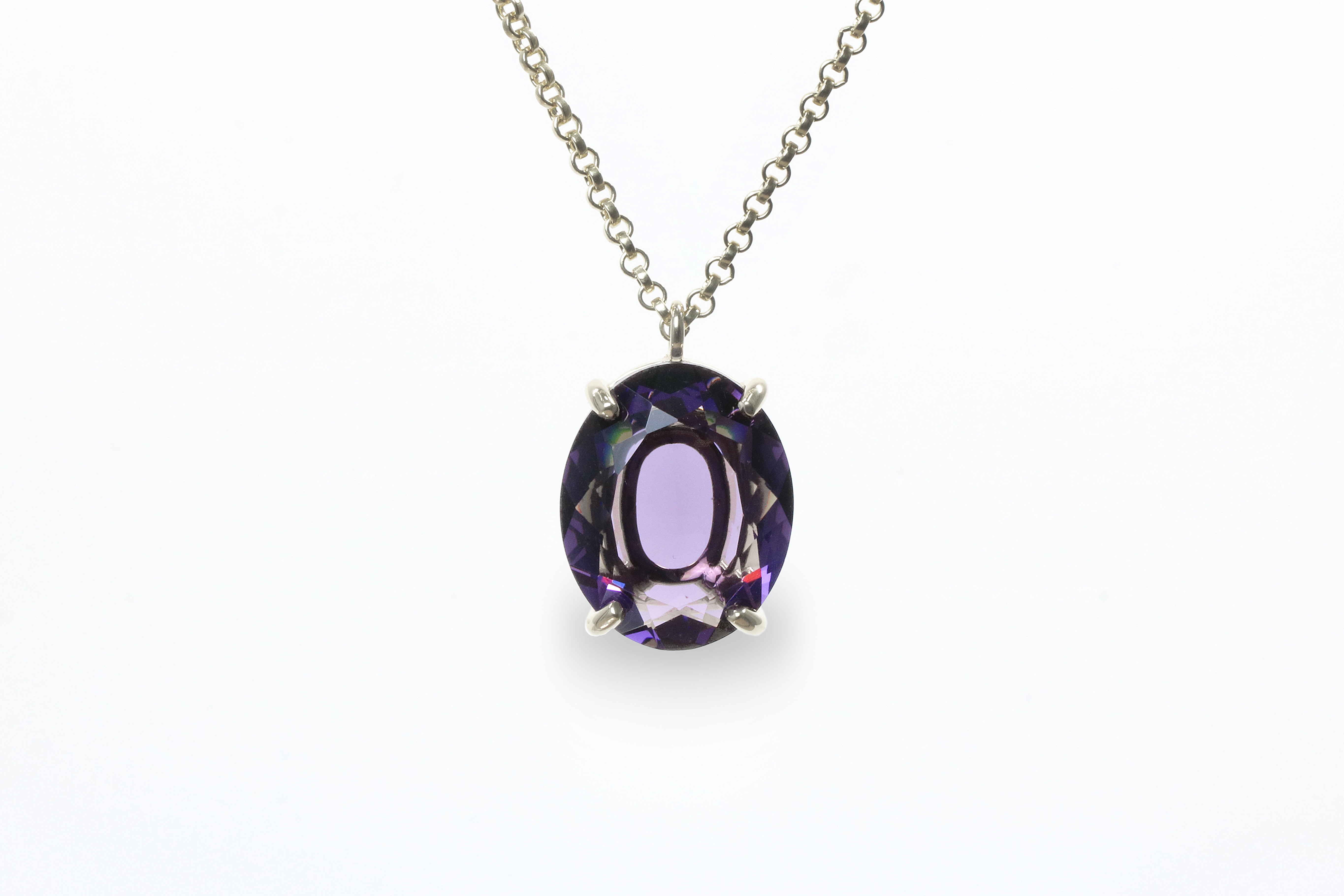 Oval Purple Amethyst Necklace in 14k Gold necklaces Anemone Jewelry