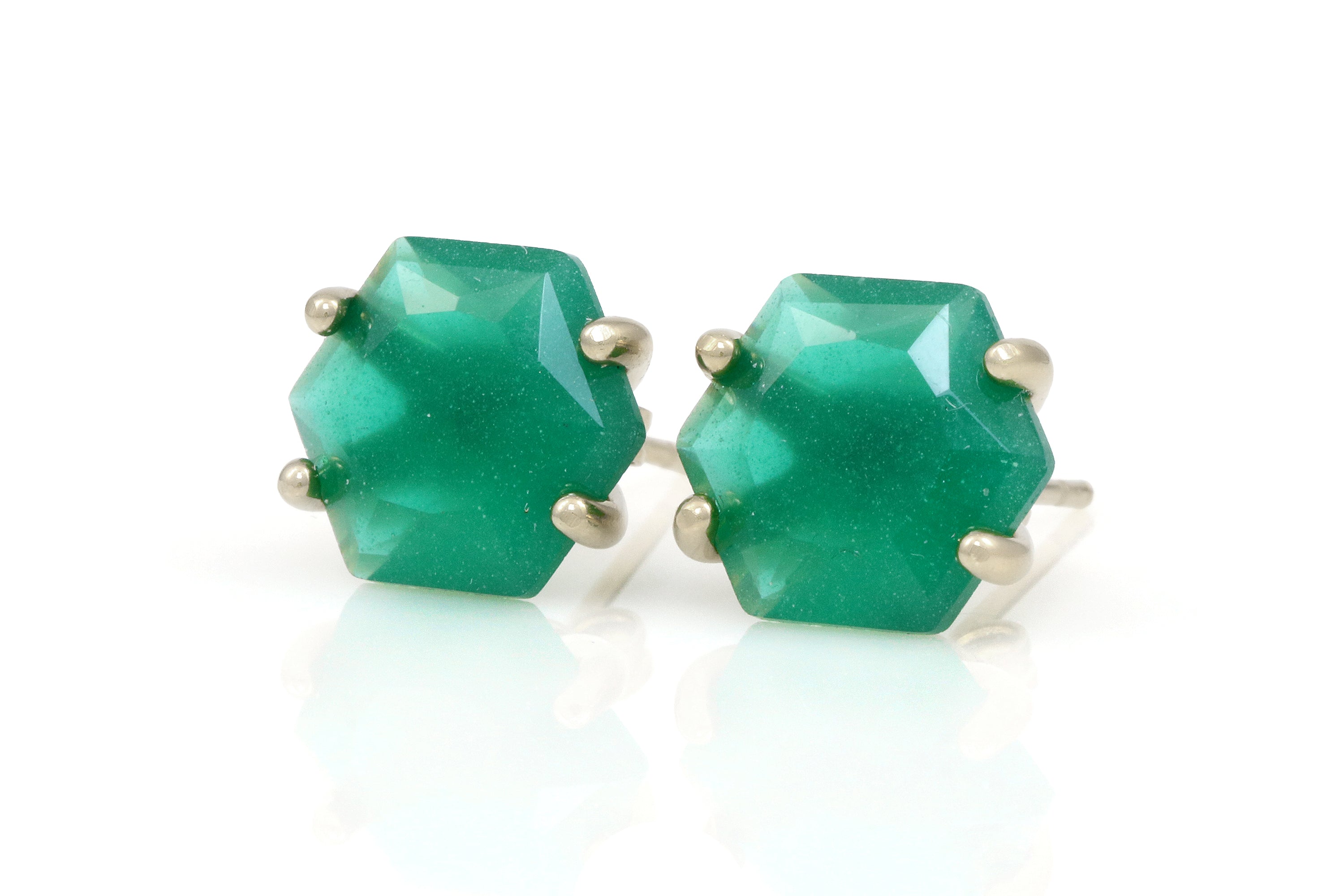 Green Onyx Gold Filled Stud Earrings Earrings Anemone Unique