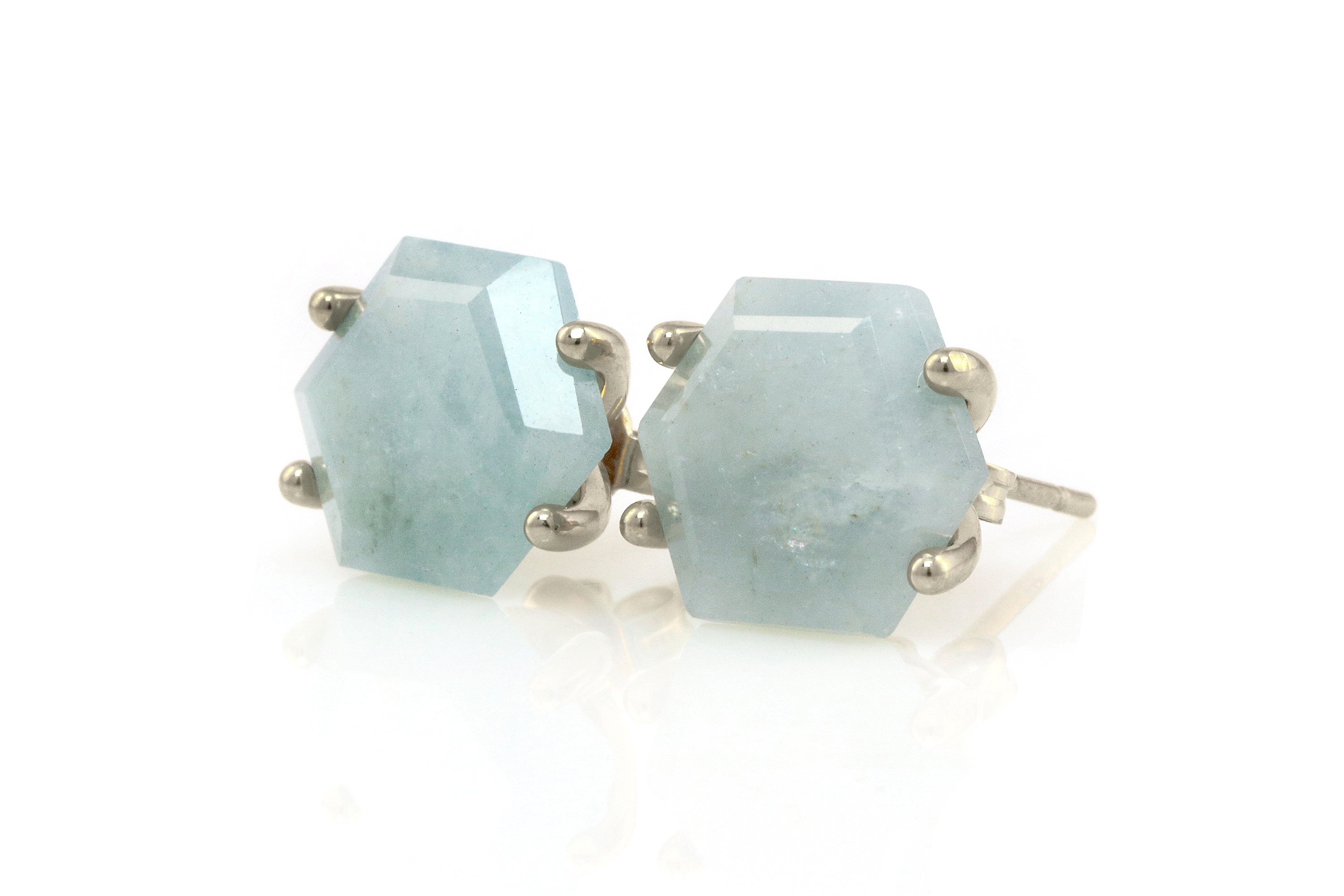 Fashion Gold Aquamarine Stud Earrings Earrings Anemone Unique