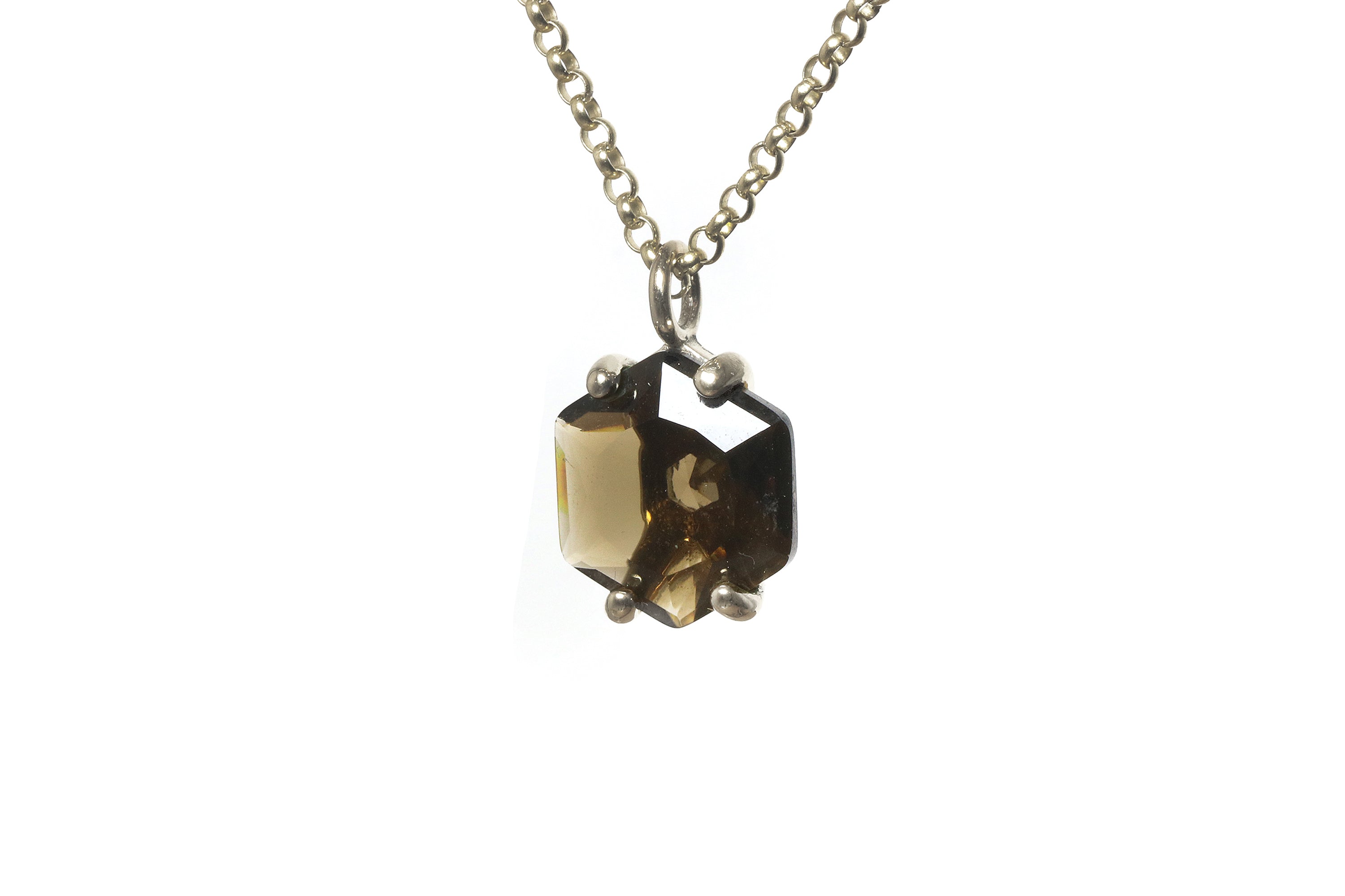 Hexagon Smoky Quartz Gold Necklace necklaces Anemone Unique