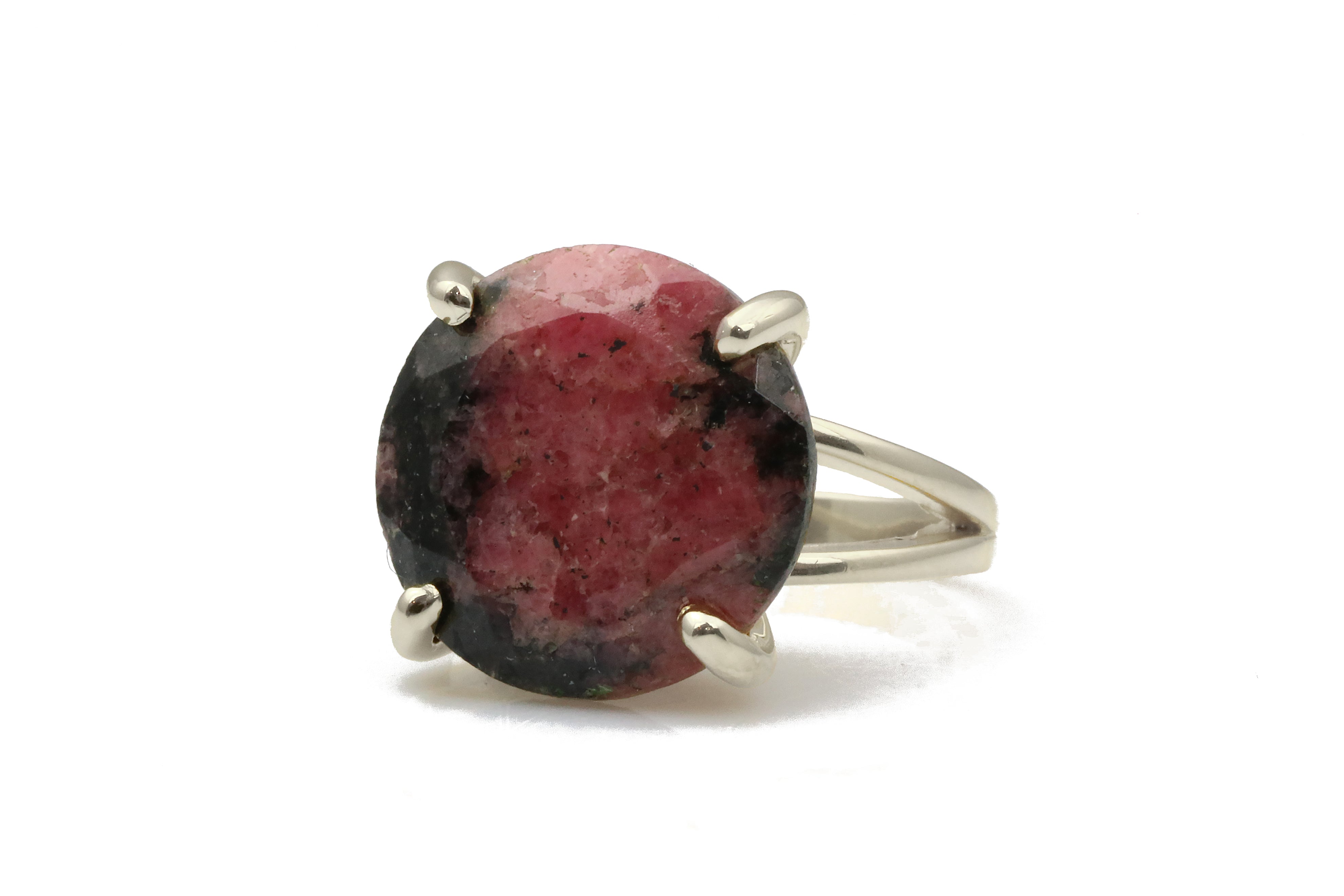 Round Rhodonite Ring in 14k Rose Gold-filled Band Rings Anemone Jewelry