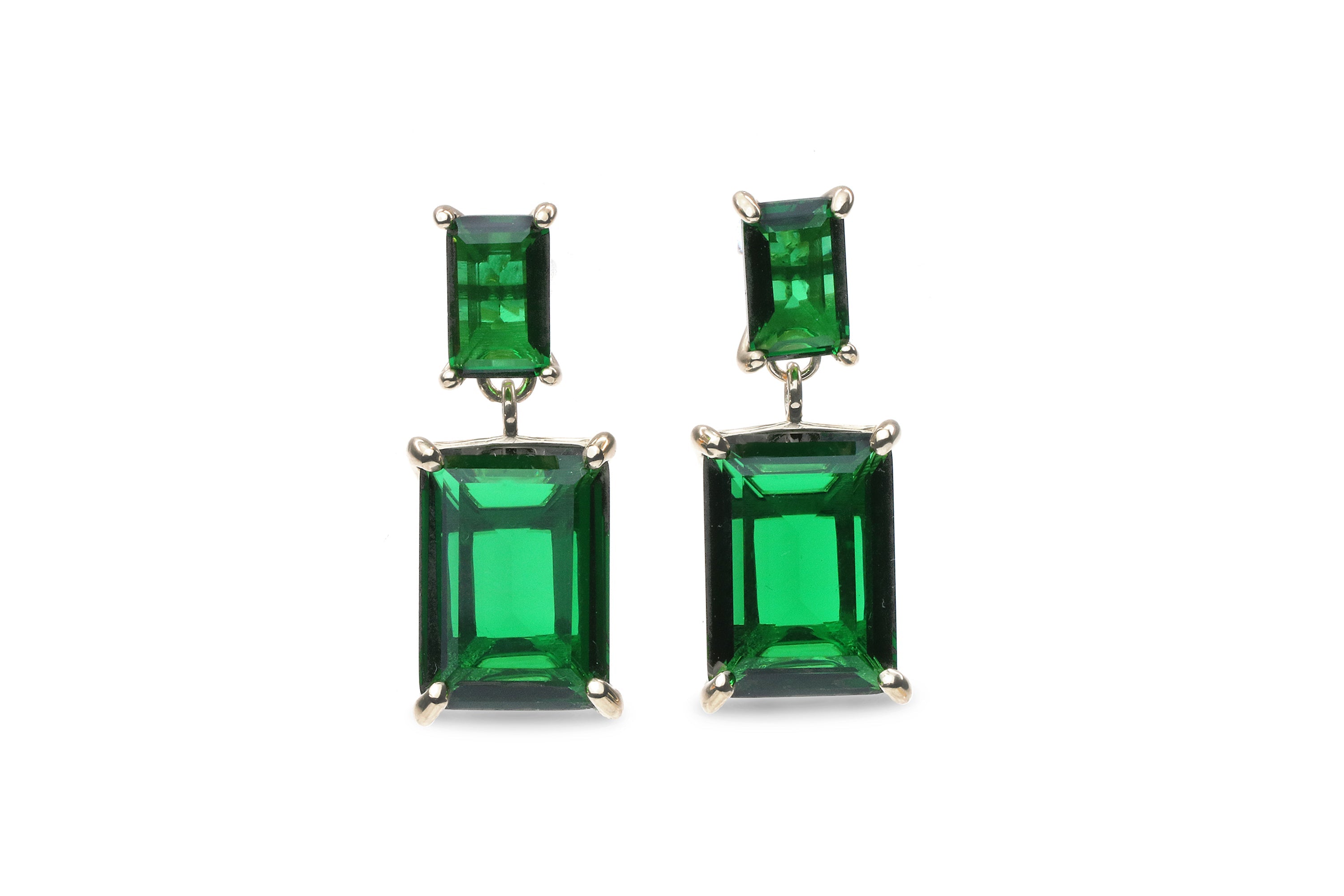 Luminescent Emerald Earrings in 14k Gold Earrings Anemone Jewelry