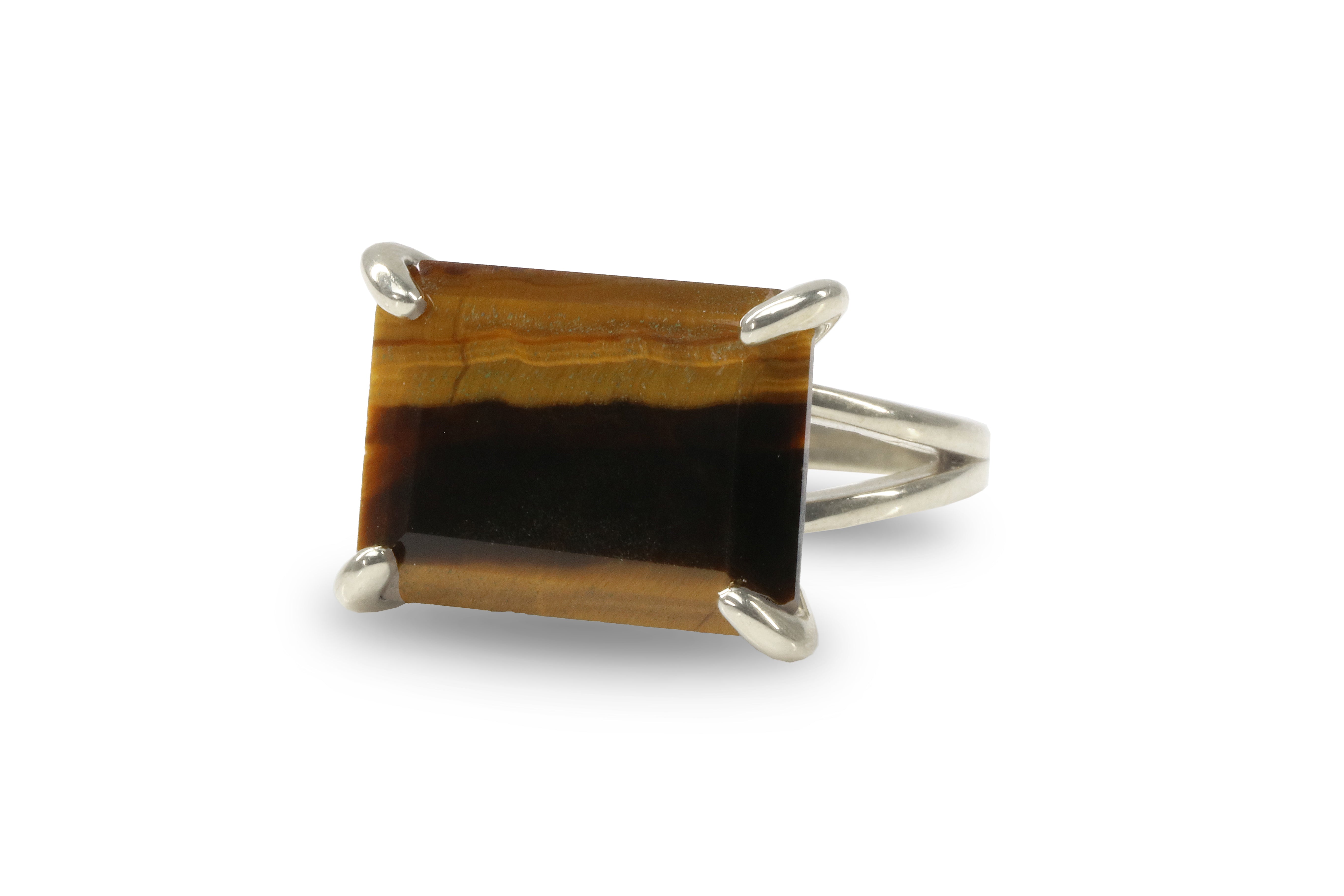 Rectangle Tiger Eye Ring in 14k Gold Rings Anemone Jewelry