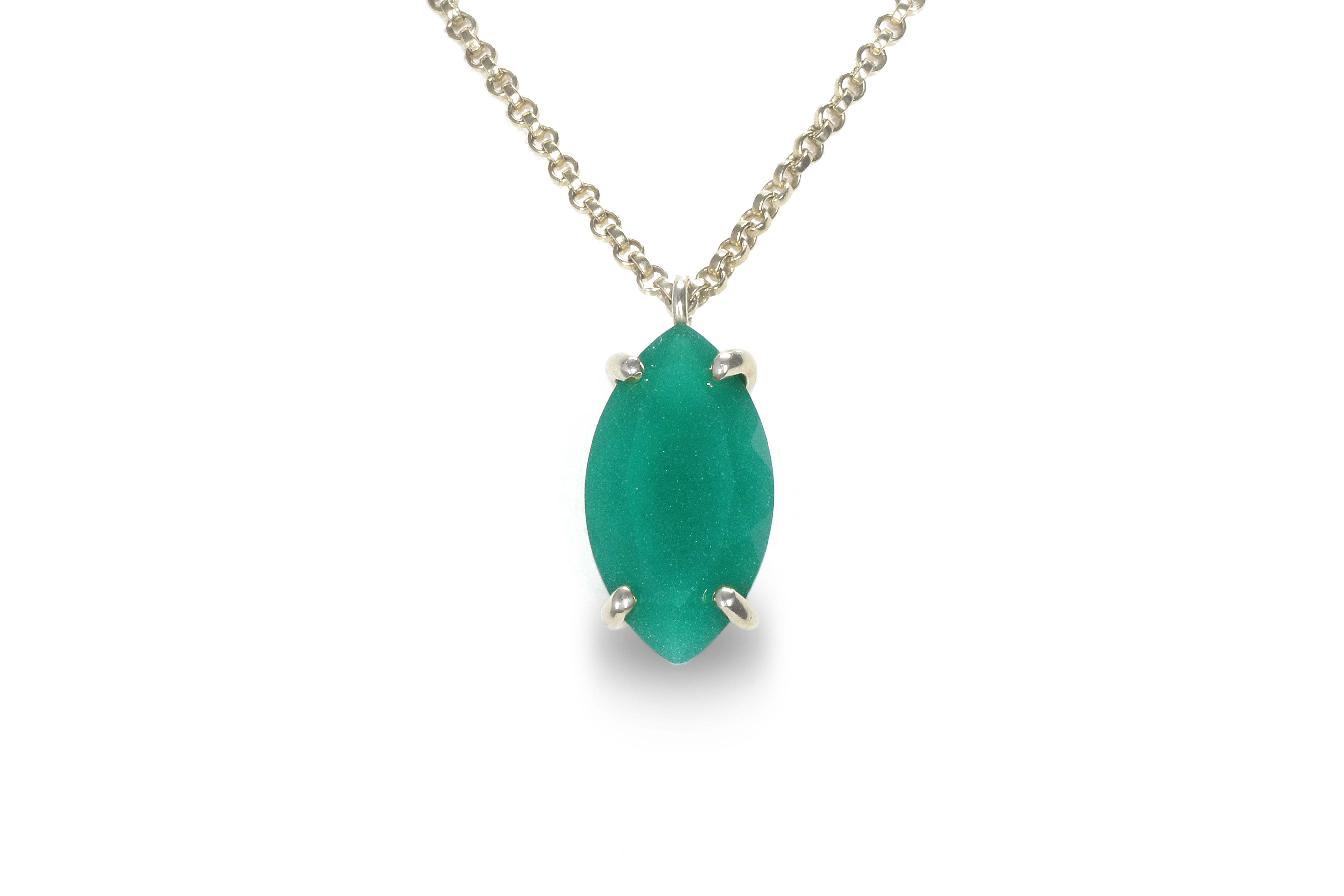 Marquise Green Onyx Pendant Necklace necklaces Anemone Jewelry