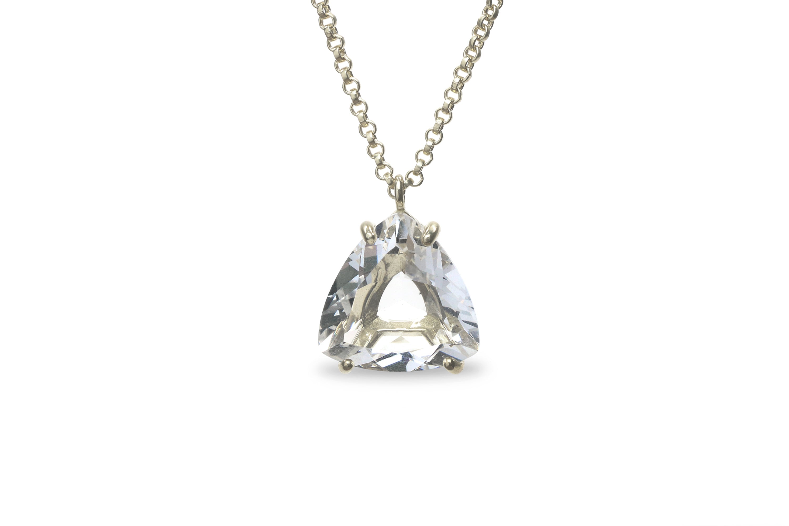Trillion Clear Quartz Necklace in 14k Gold necklaces Anemone Jewelry