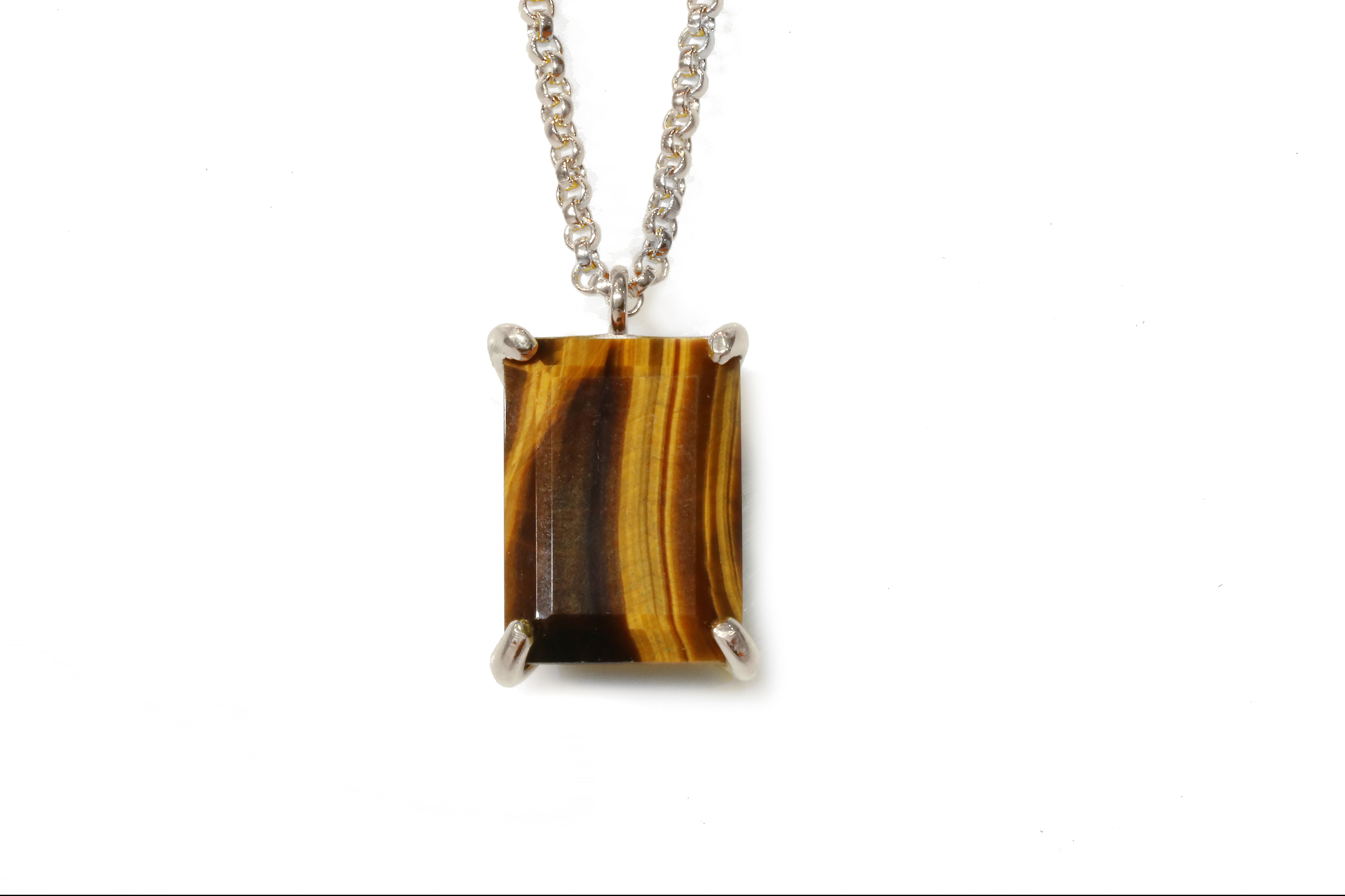 Handmade Rectangle Tiger Eye Necklace necklaces Anemone Jewelry