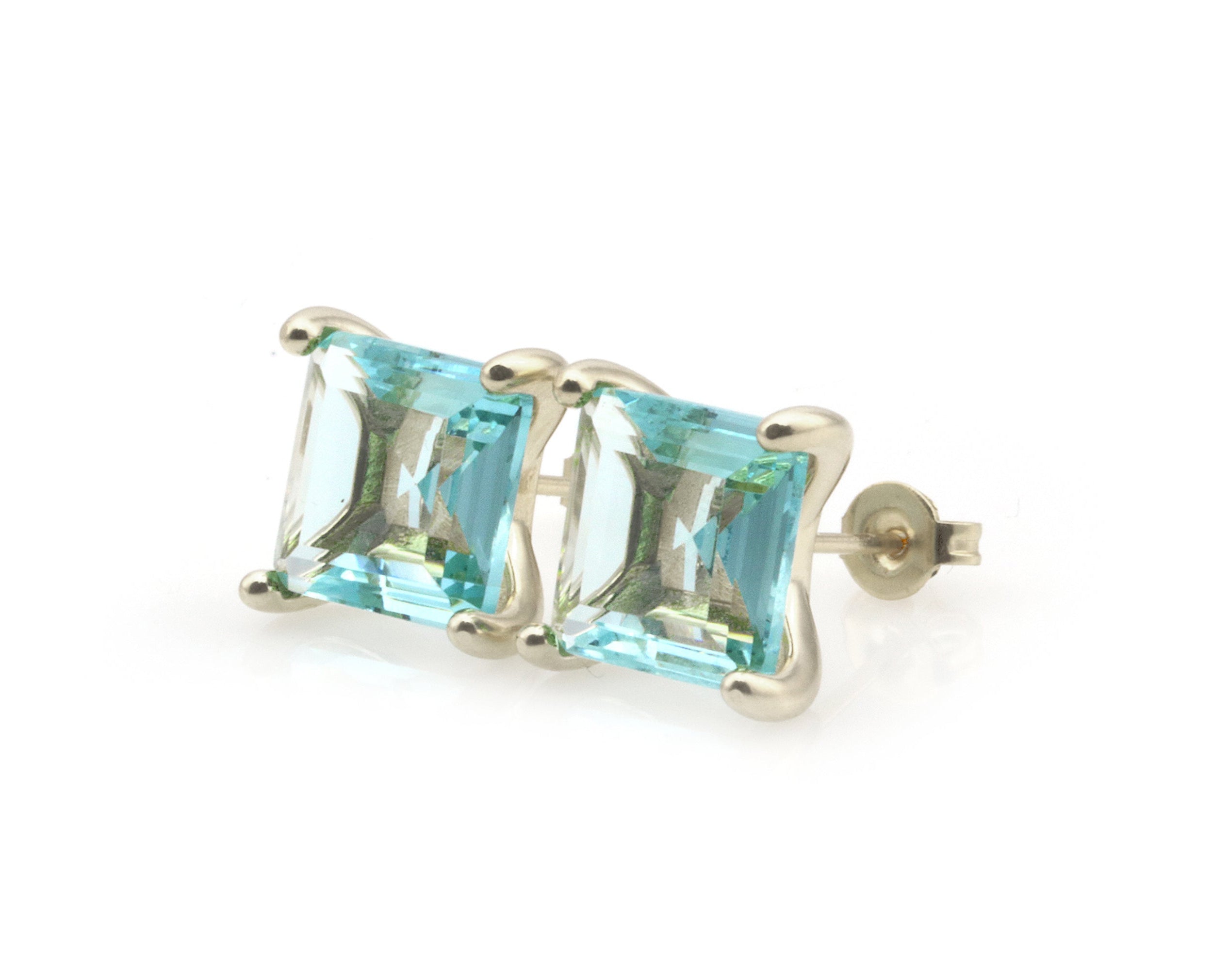 Delicate Blue Topaz Silver Earrings in Studs Earrings Anemone Unique
