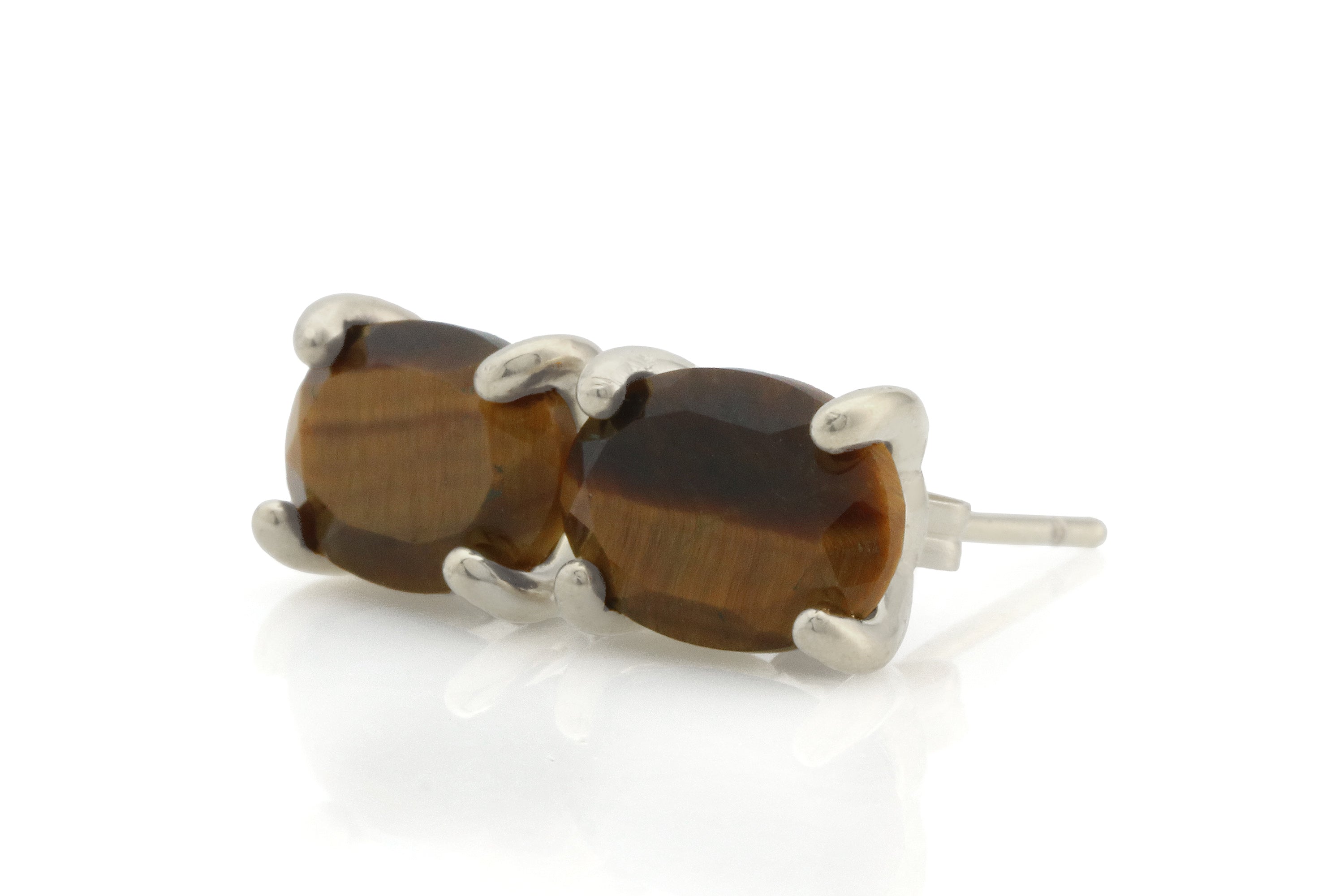 Unique Tiger Eye Stud Earrings in 14k Gold Earrings Anemone Unique