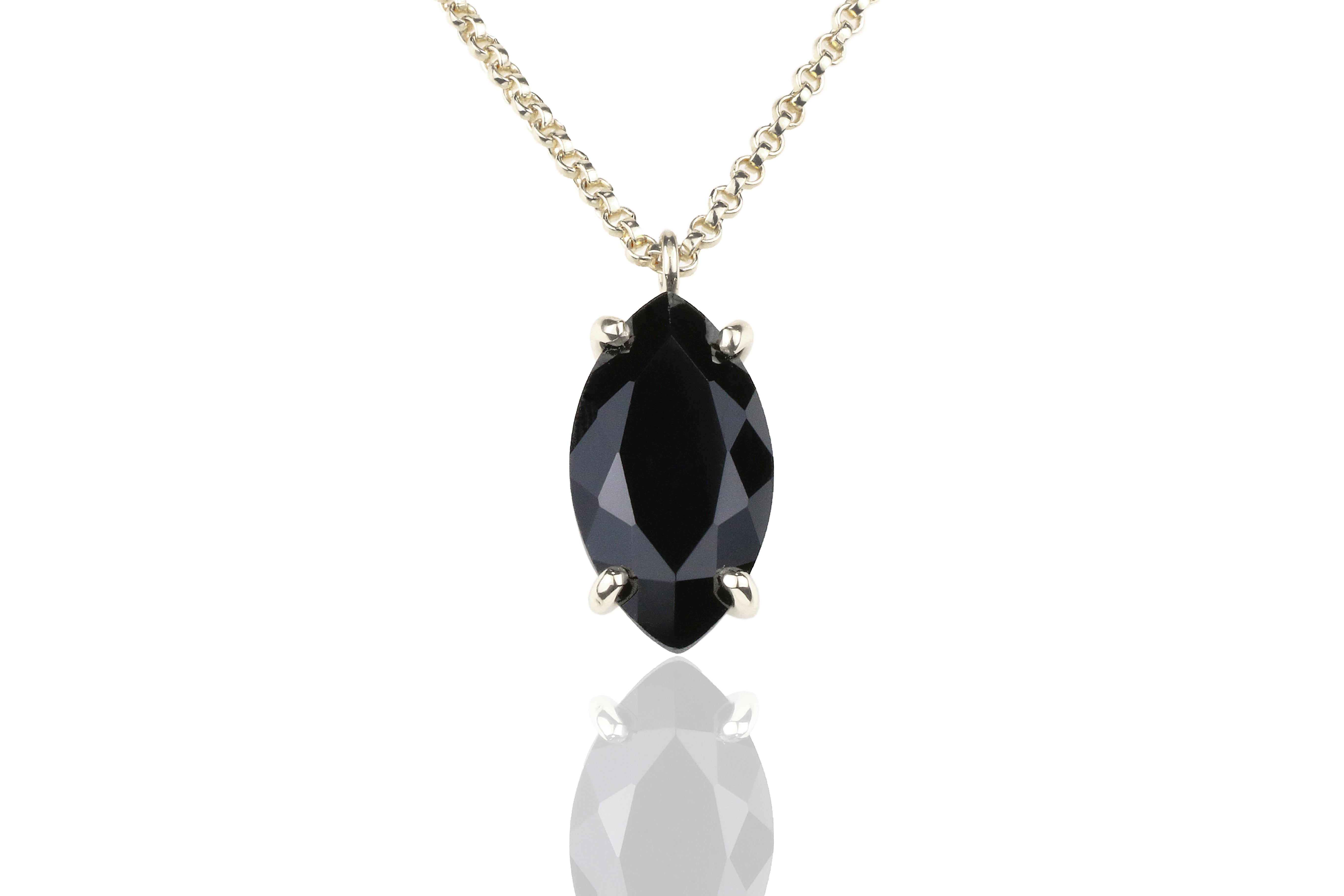 Marquise Black Onyx Necklace in 14k Gold Filled necklaces Anemone Jewelry