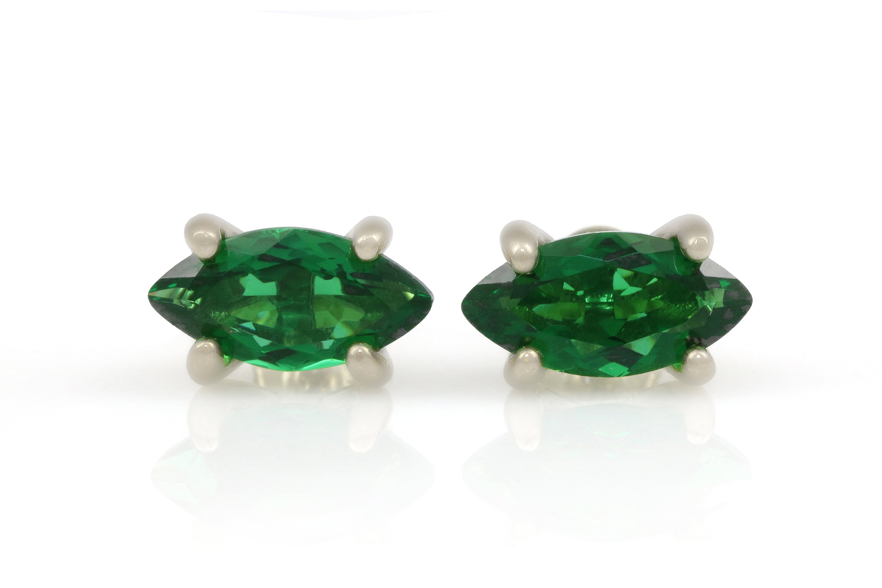 Vibrant Emerald Stud Earrings in Sterling Silver Earrings Anemone Unique