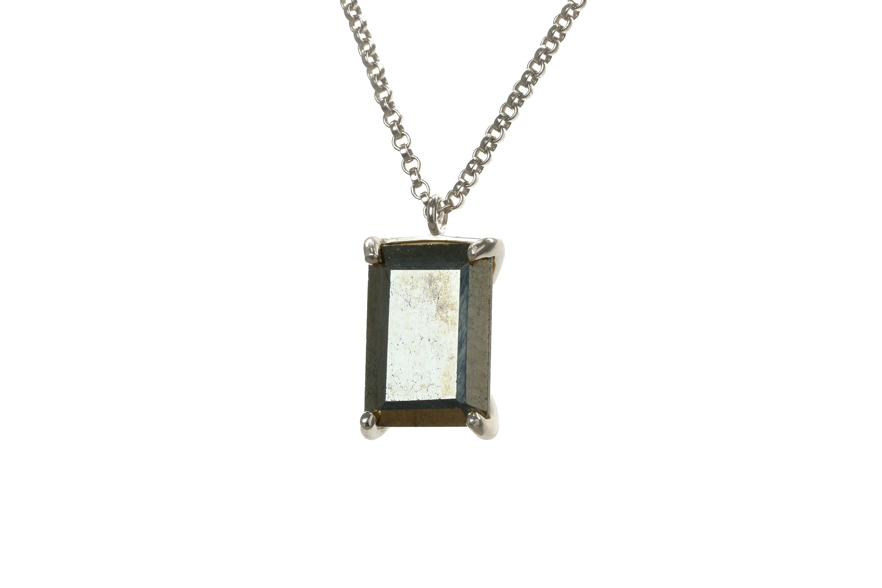 Rectangular Cut Pyrite Necklace in Gold necklaces Anemone Jewelry