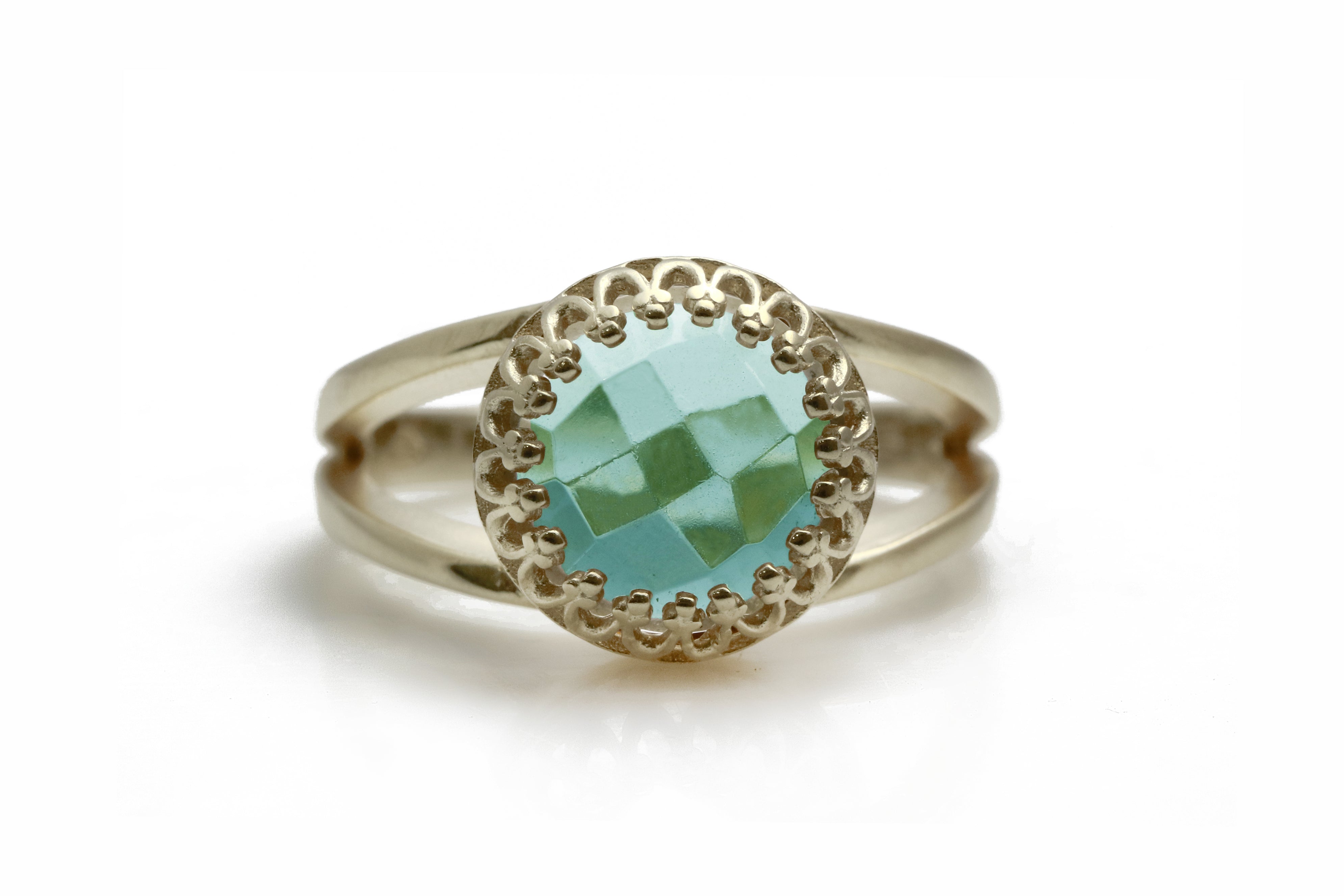 Round Topaz Ring in Sterling Silver Rings Anemone Jewelry