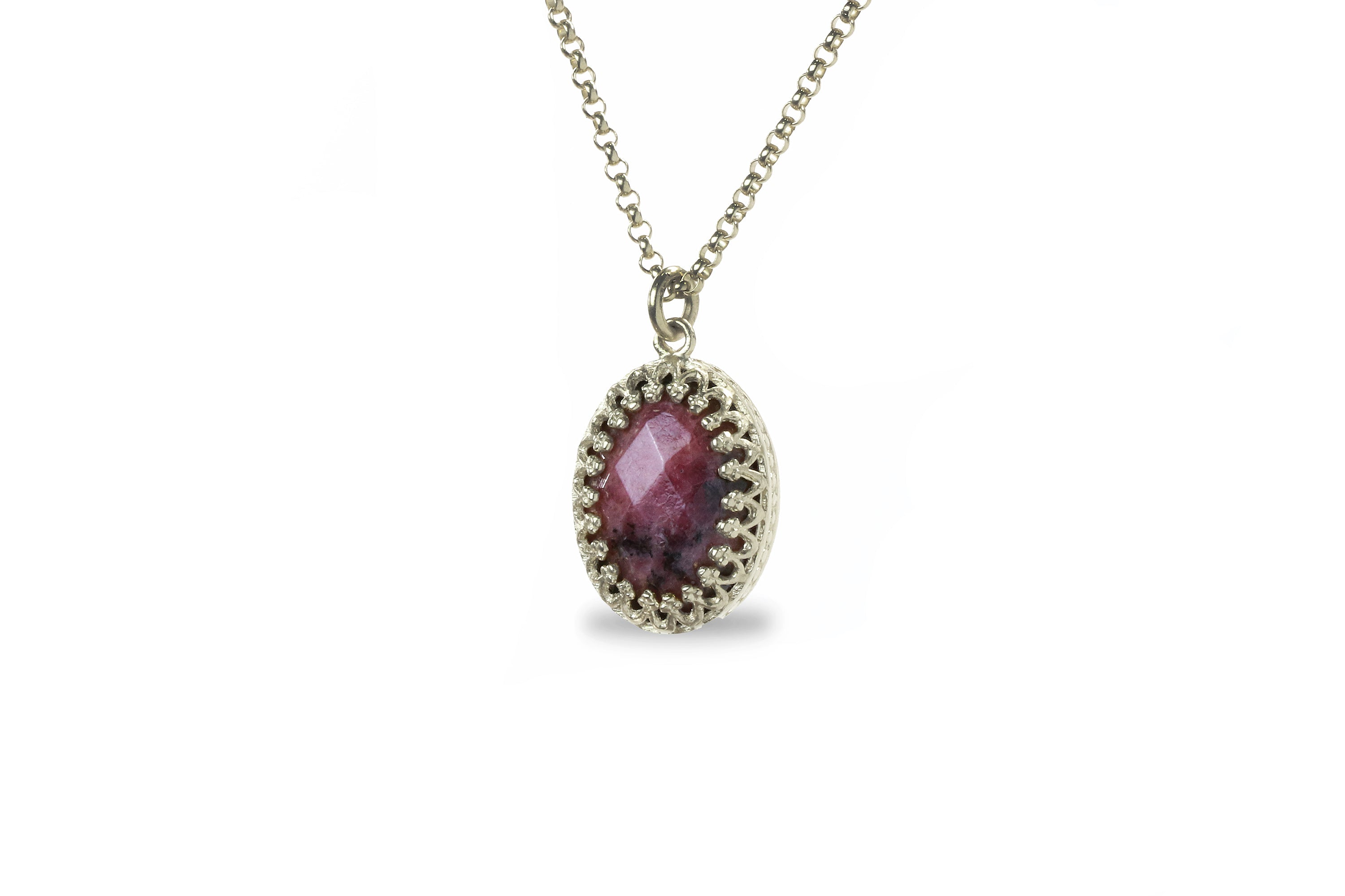 Oval Rhodonite Gold Filled Necklace necklaces Anemone Jewelry