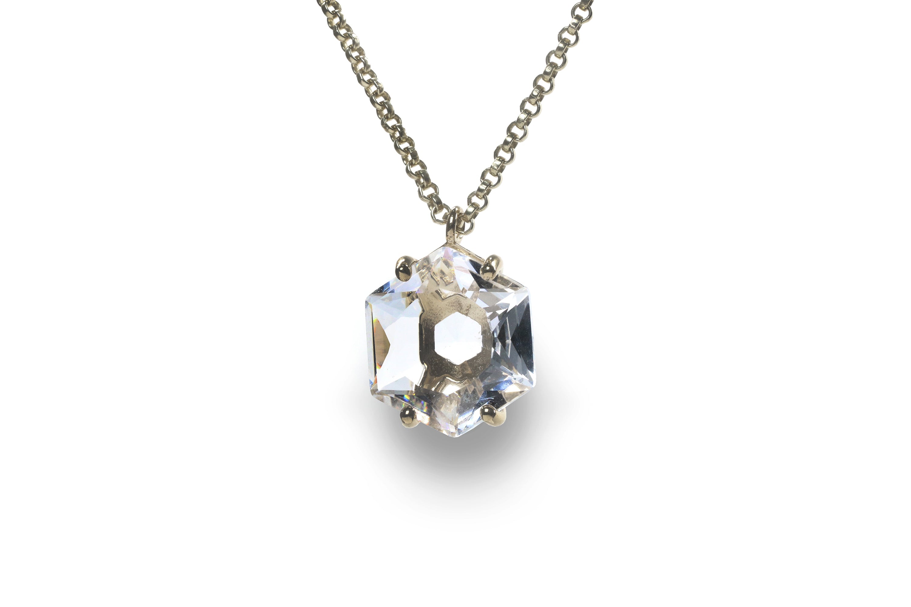 Hexagon Quartz Crystal Necklace in Gold necklaces Anemone Jewelry