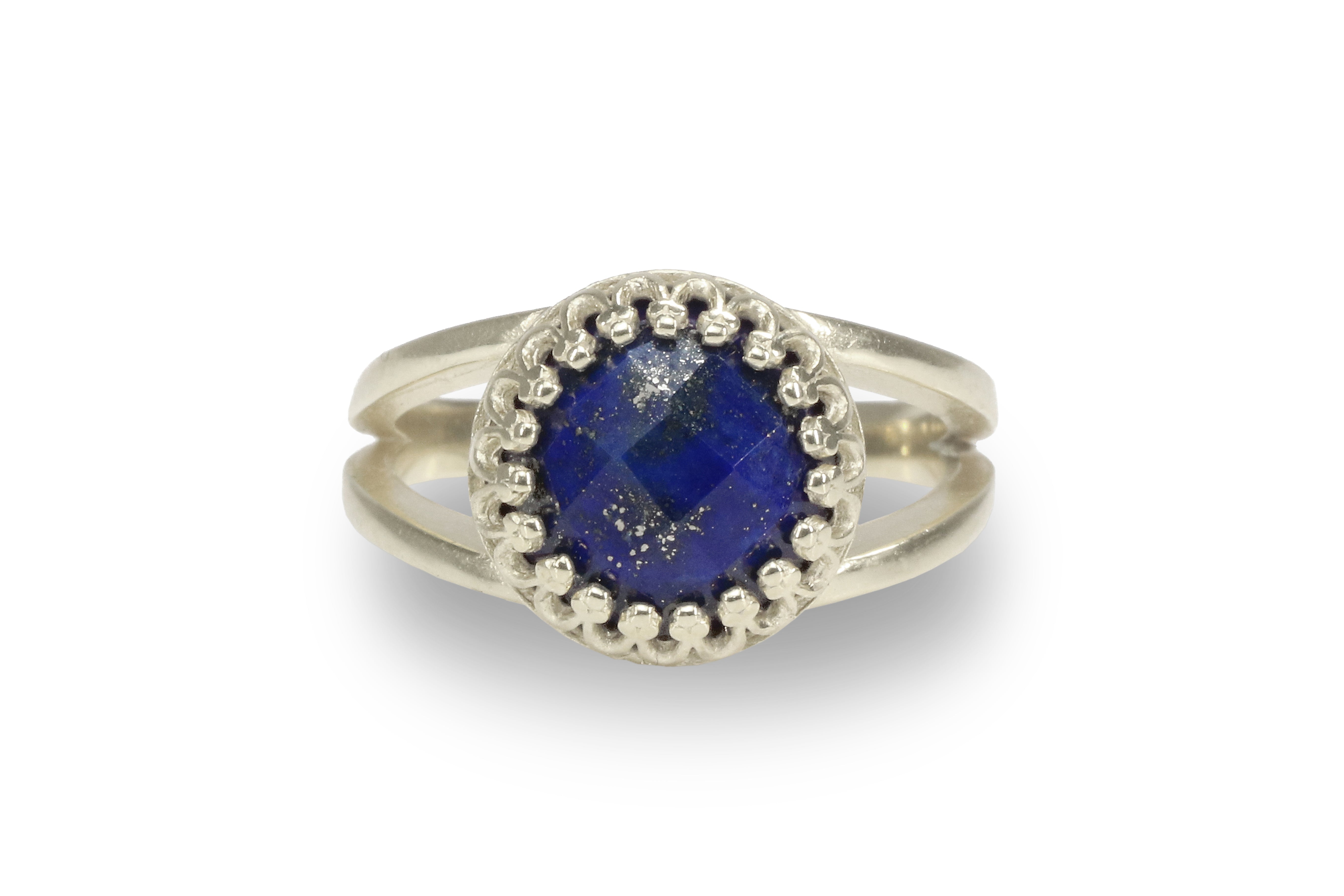 Lapis Lazuli Ring in 925 Sterling Silver Double Band Rings Anemone Jewelry