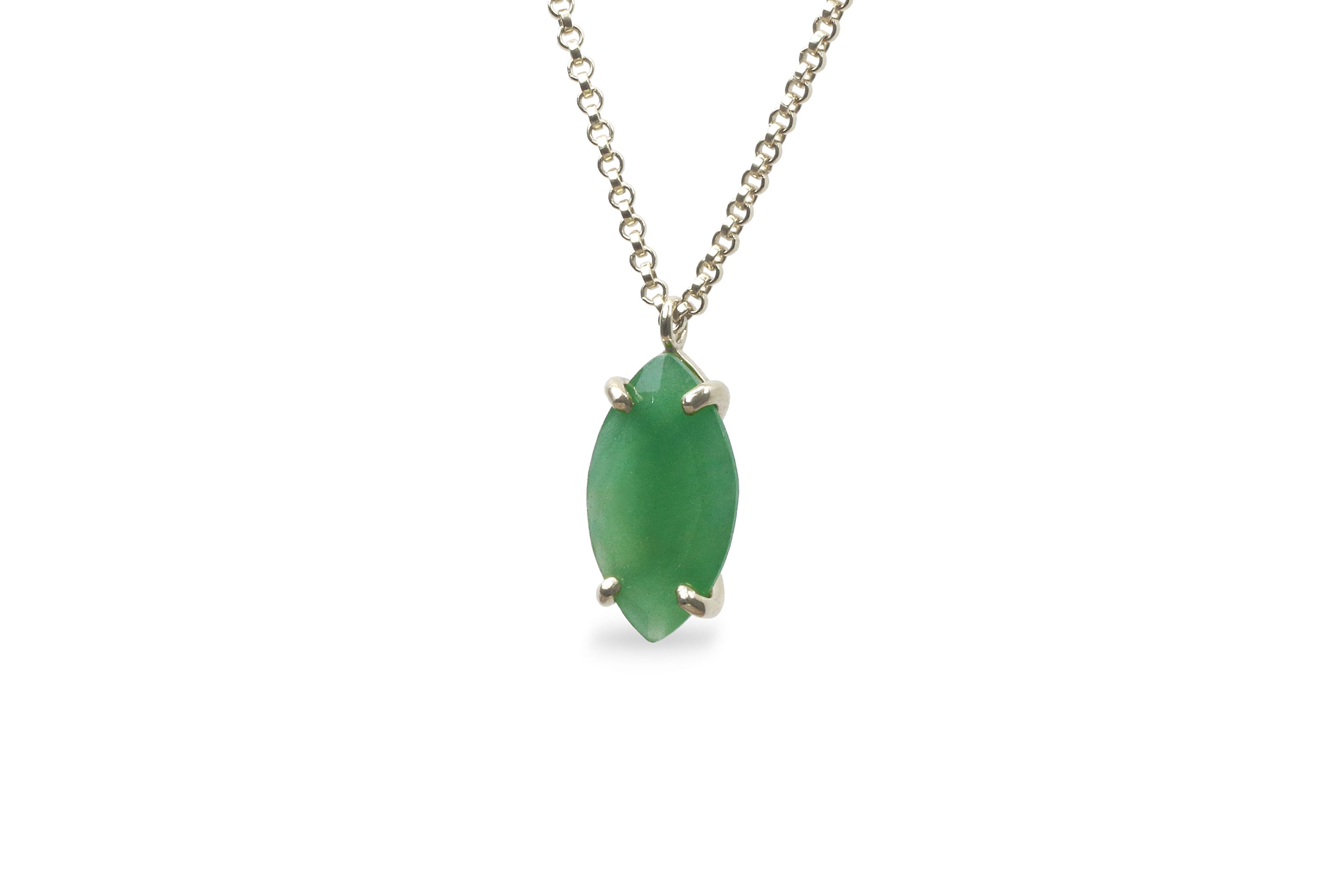 Green Aventurine Custom Marquise Solitaire Necklace necklaces Anemone Jewelry