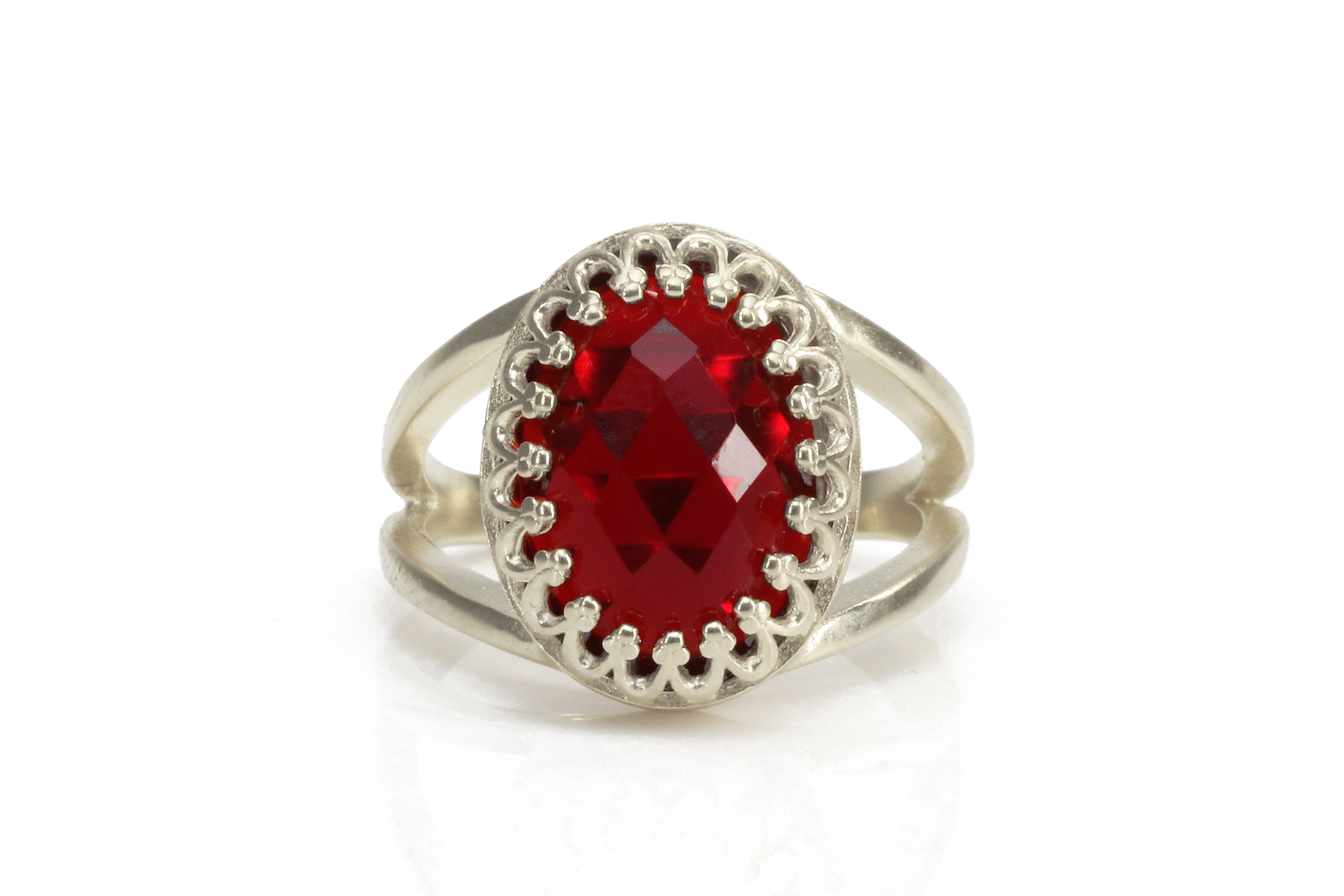 Stunning Red Garnet in 14K Gold - Sterling Silver Rings Anemone Jewelry