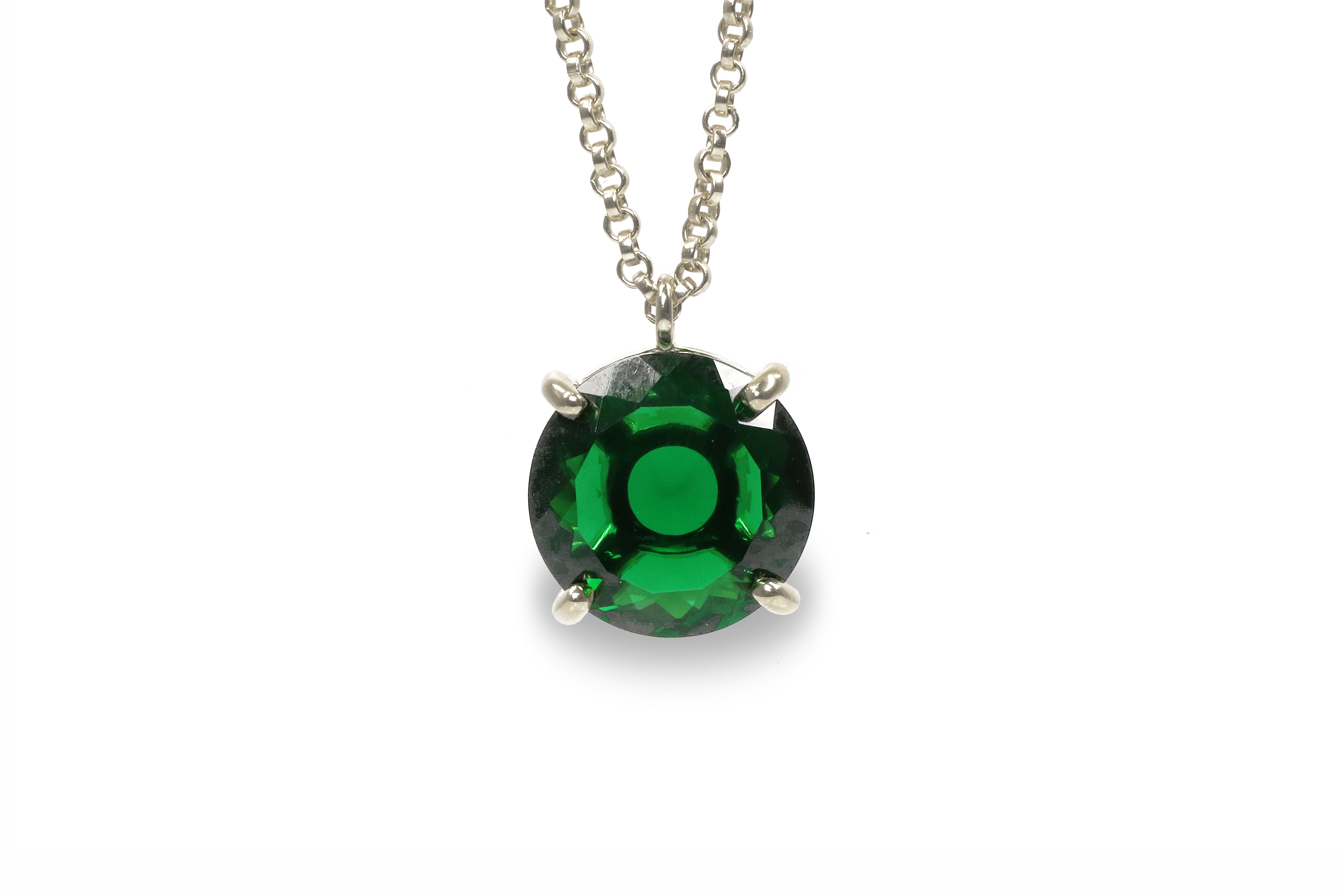 Artisan Womens Emerald Gemstone 14k Gold Necklace necklaces Anemone Jewelry