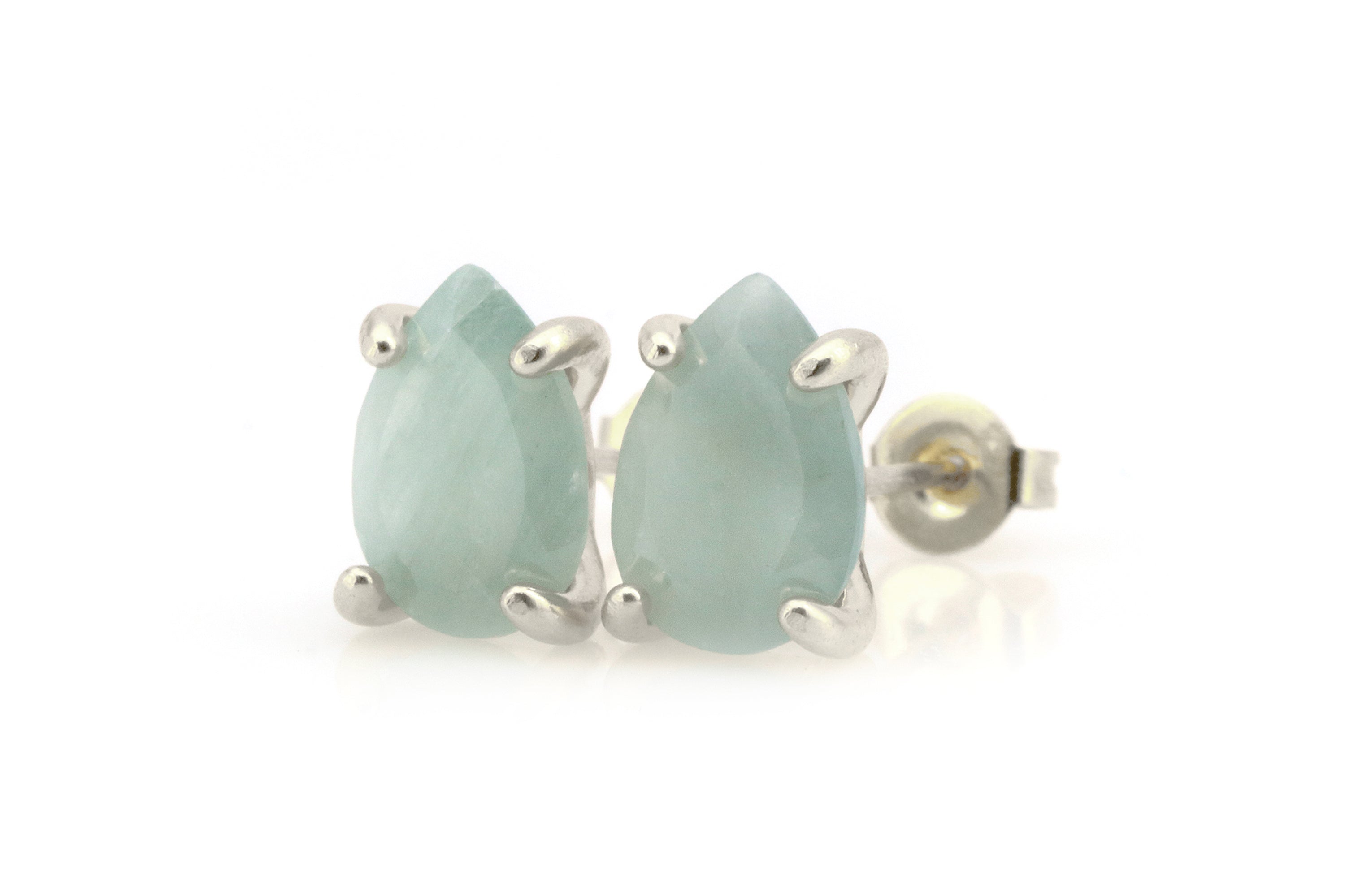 Artisan Made Aquamarine Gold Stud Earrings Earrings Anemone Unique