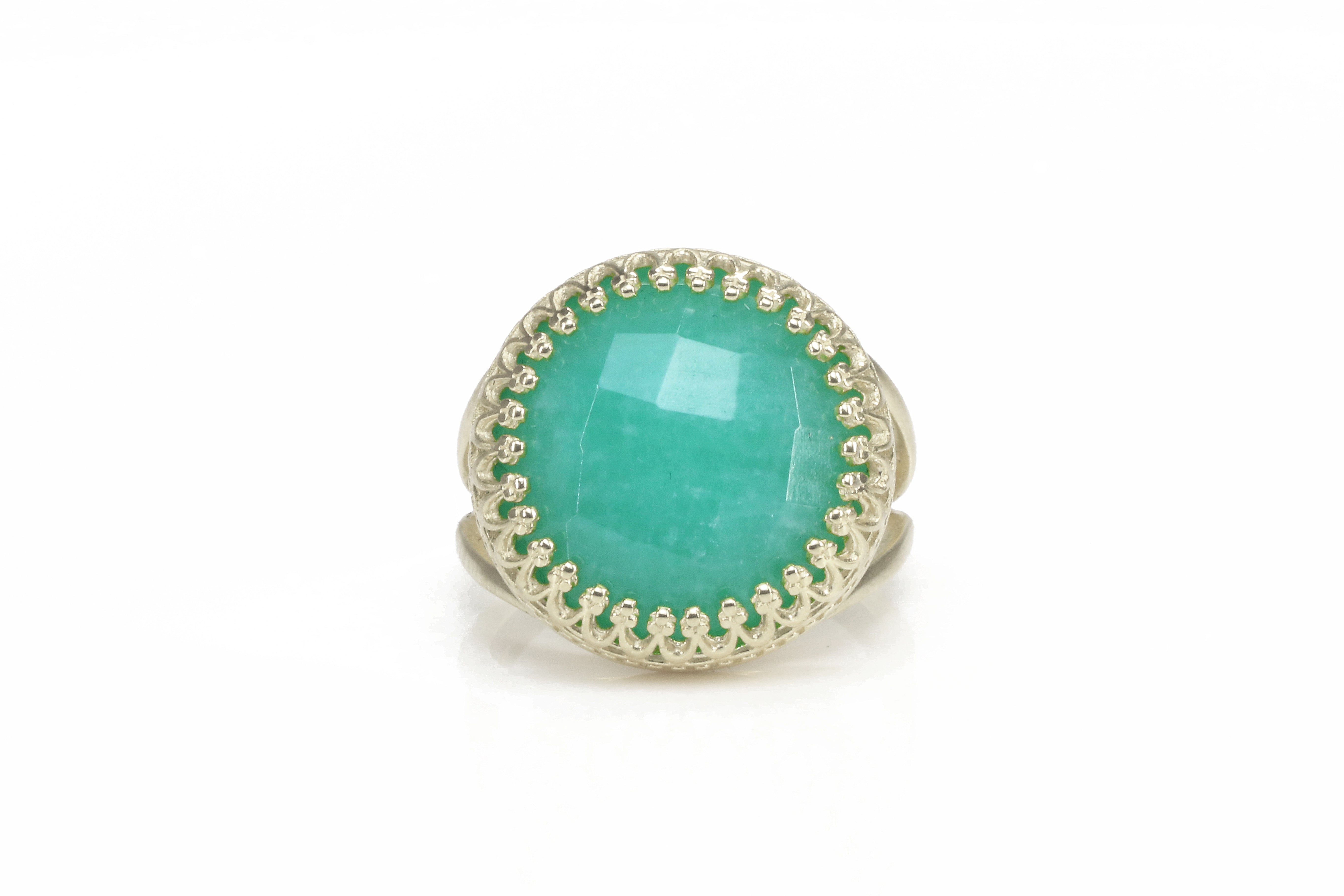 Bold Amazonite Gem Ring in 925 Sterling Silver Rings Anemone Jewelry