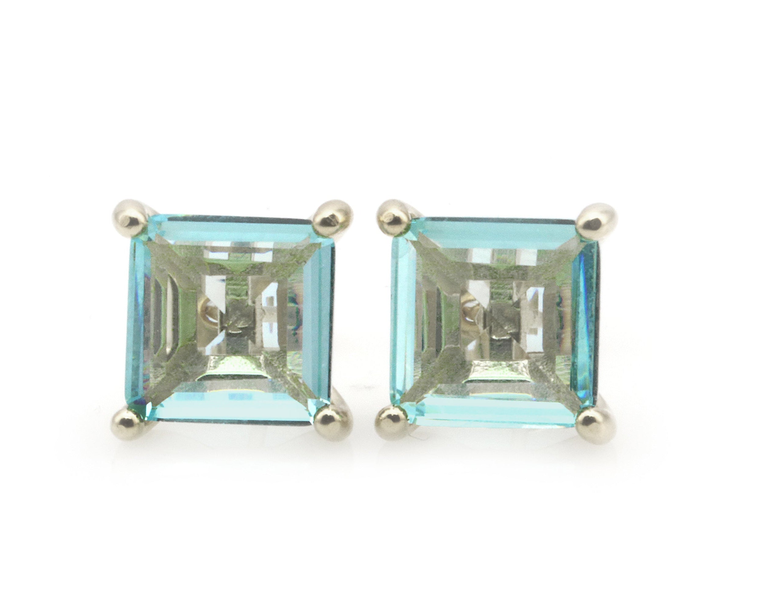 Delicate Blue Topaz Silver Earrings in Studs Earrings Anemone Unique