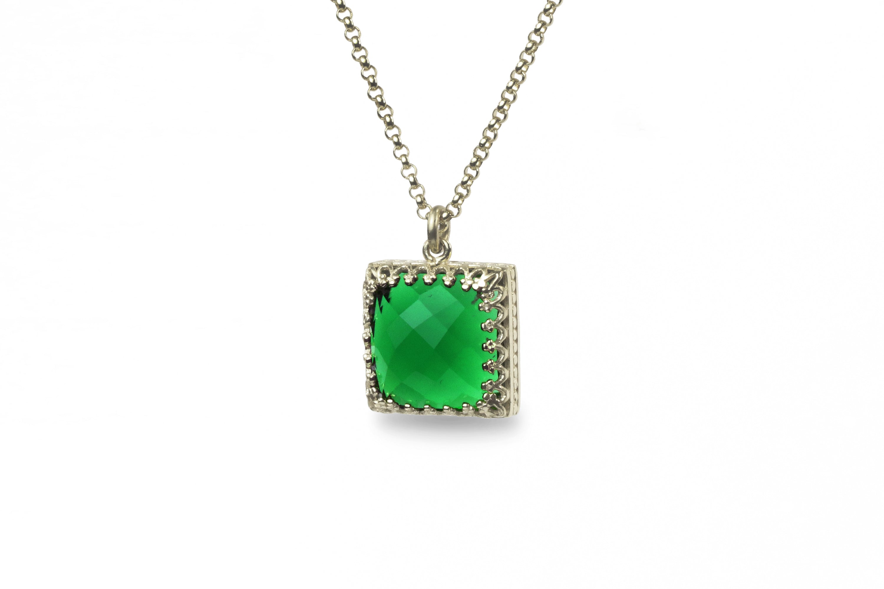 Lovely Emerald Necklace in 14k Gold necklaces Anemone Jewelry