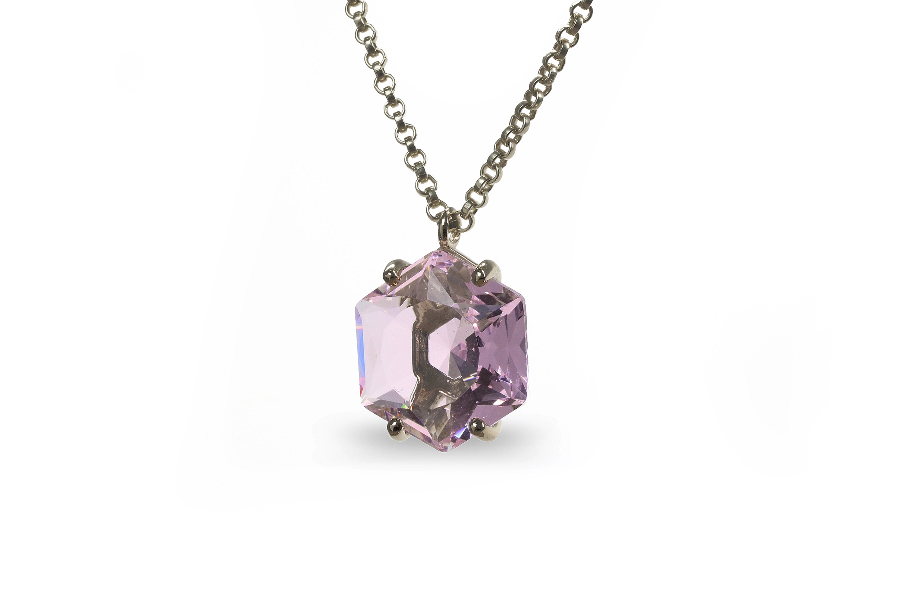 Charming Hexagon Rose Quartz Rose Gold Necklace necklaces Anemone Jewelry