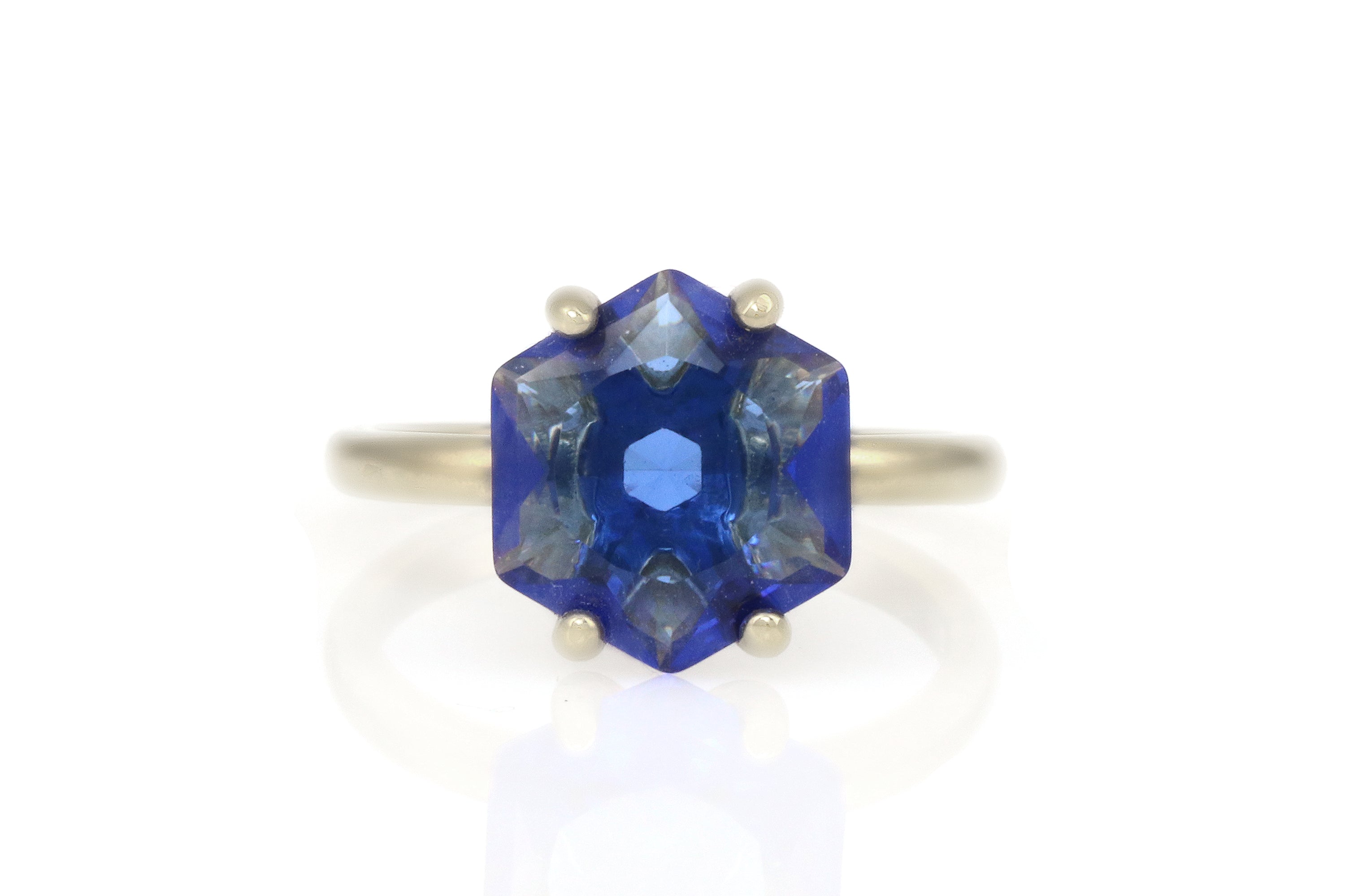Hexagon Sapphire Ring Sterling Silver Rings Anemone Unique