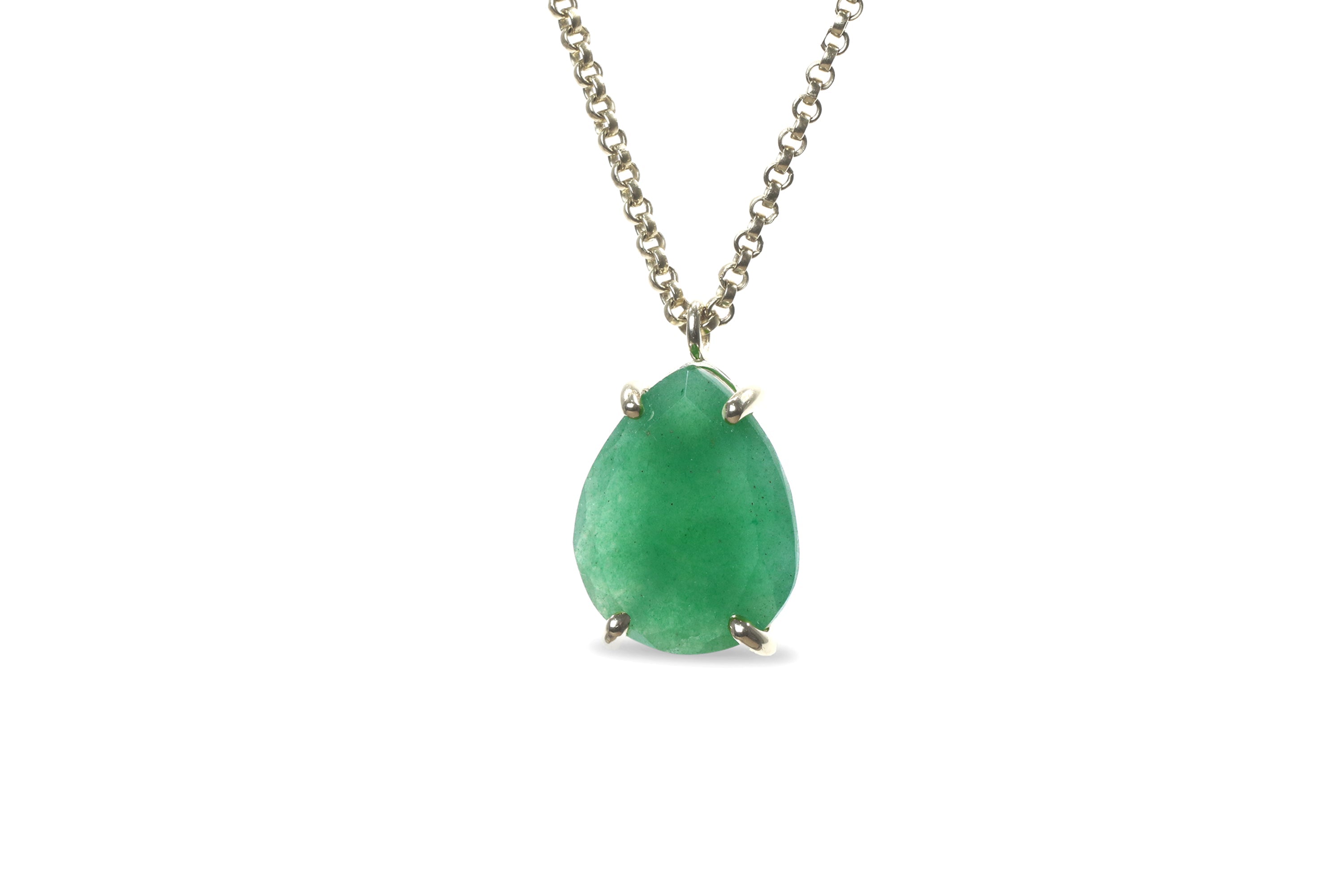 Green Aventurine Crystal Necklace in 14k Gold necklaces Anemone Jewelry