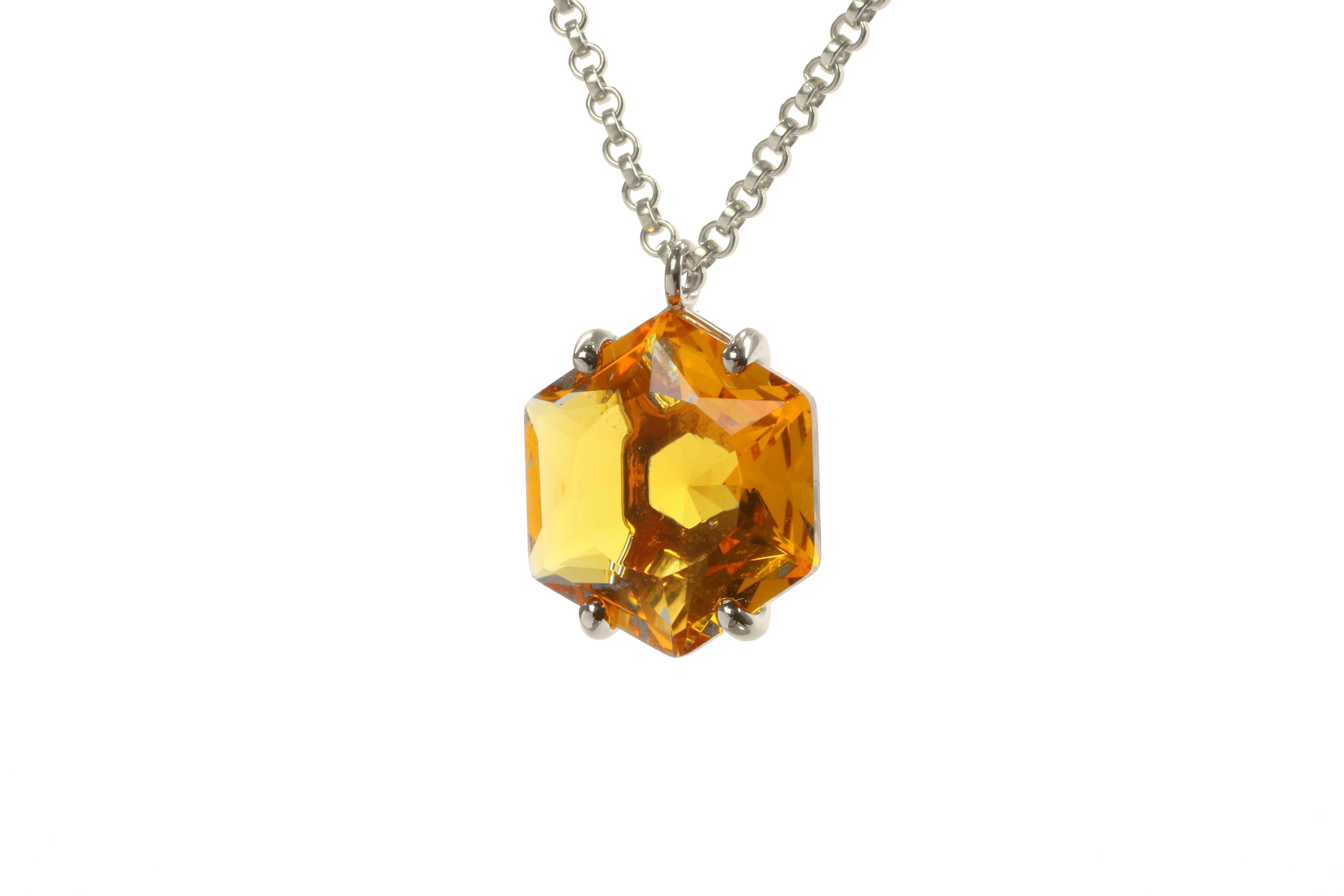 Brilliant Hexagon Citrine Gold Necklace necklaces Anemone Jewelry