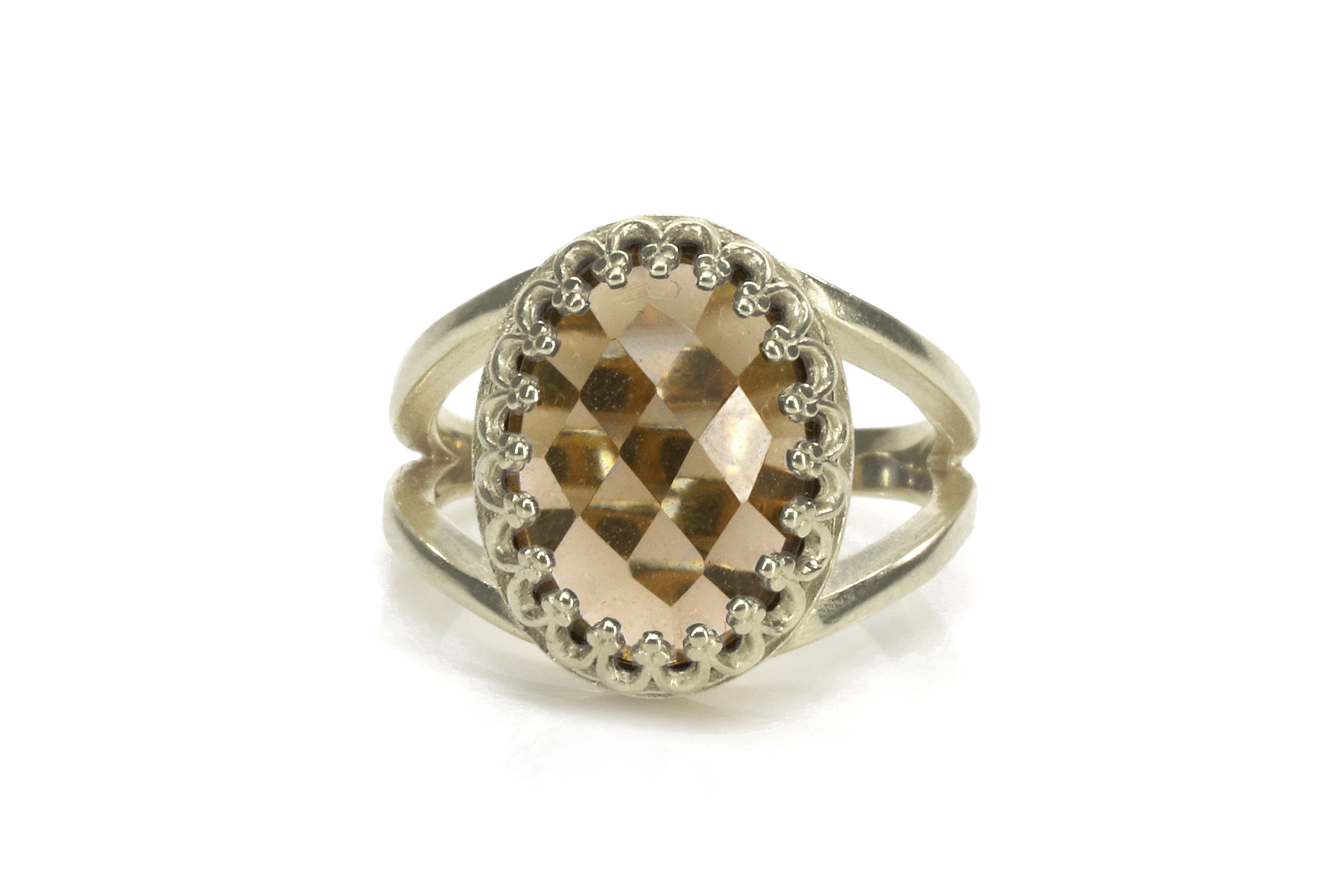 Oval Smoky Quartz 925 Silver Rings Rings Anemone Jewelry