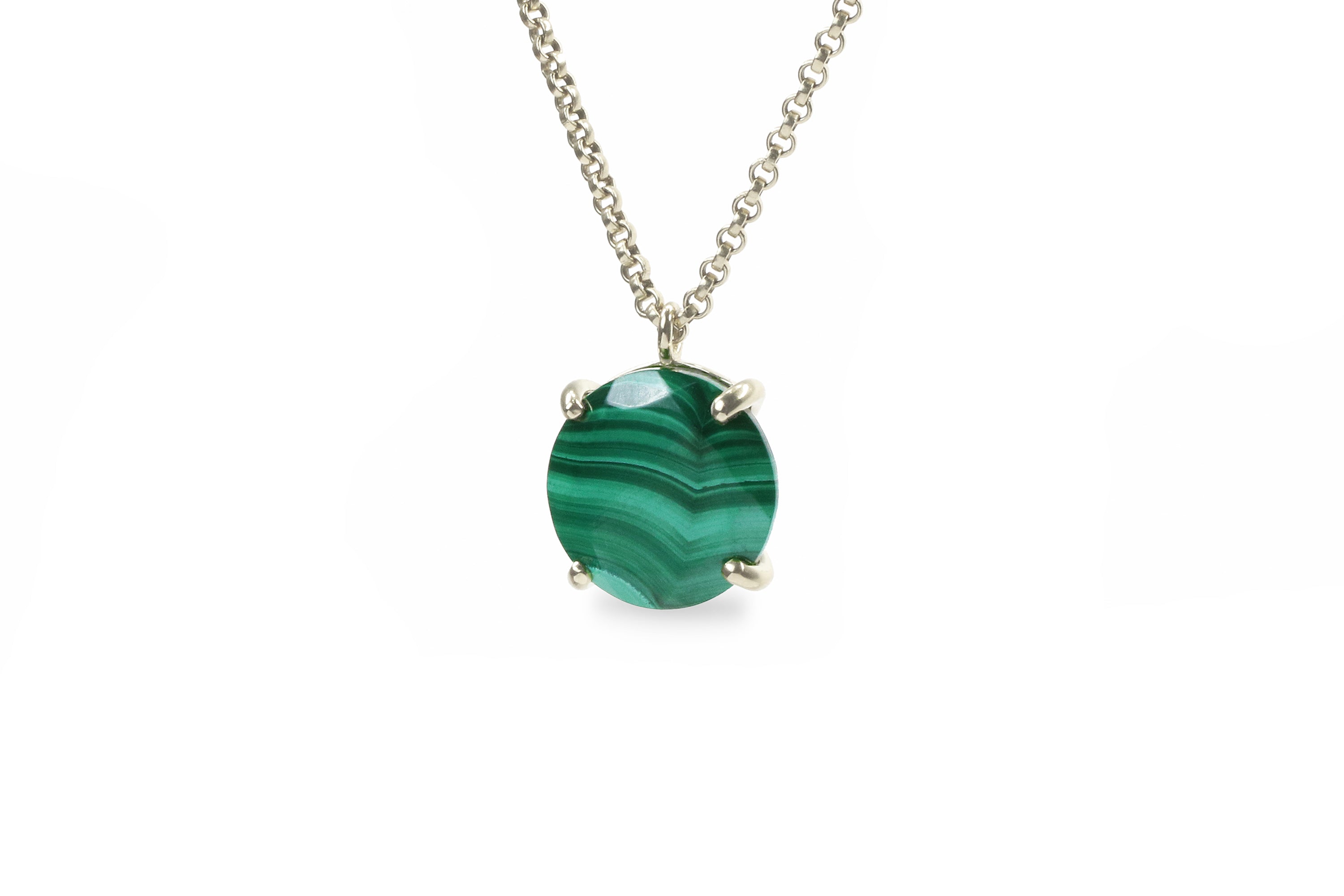 Unique Green Malachite Silver Necklace necklaces Anemone Jewelry