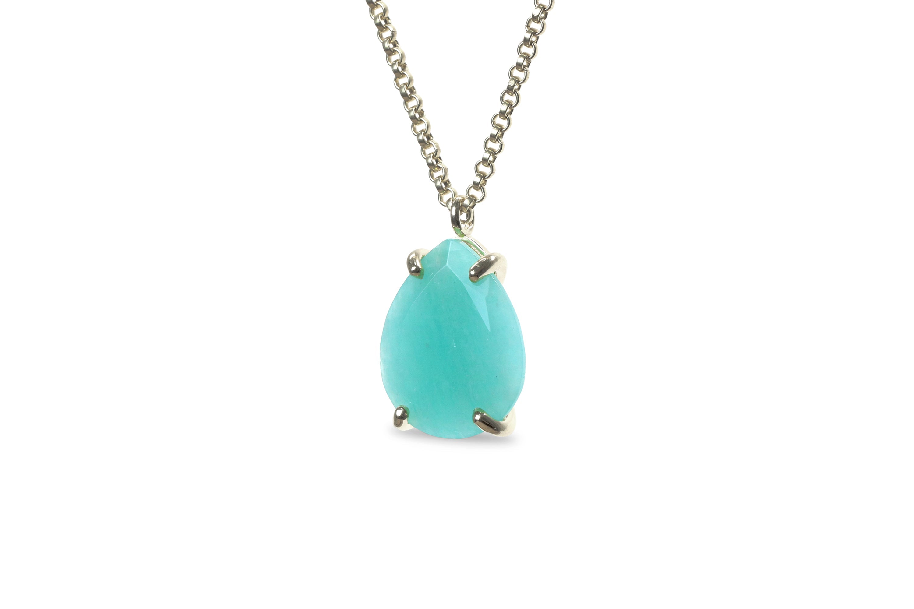 Pear Amazonite Necklace in 14k Gold necklaces Anemone Jewelry