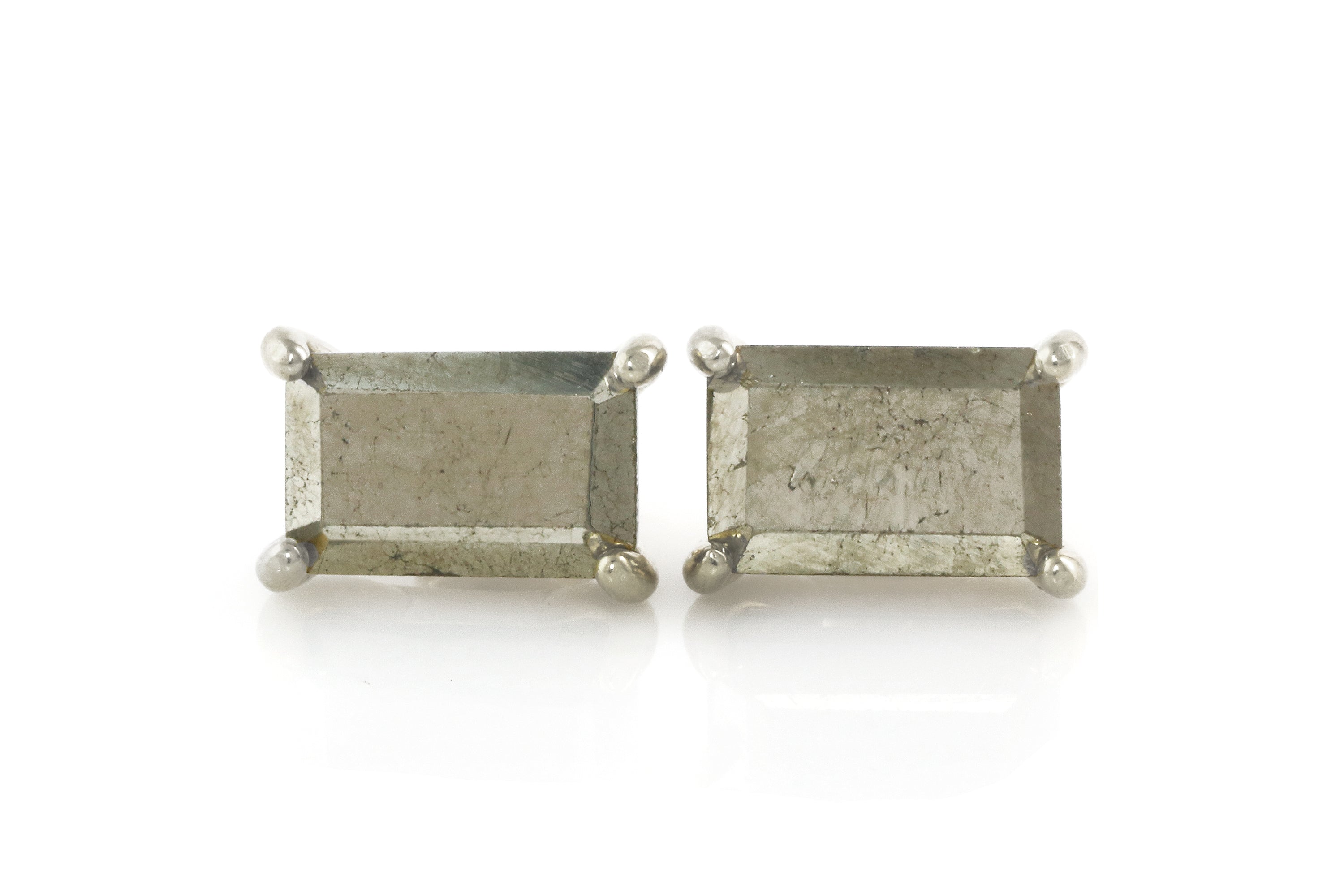 Simple Iron Pyrite Sterling Silver Earrings Earrings Anemone Unique