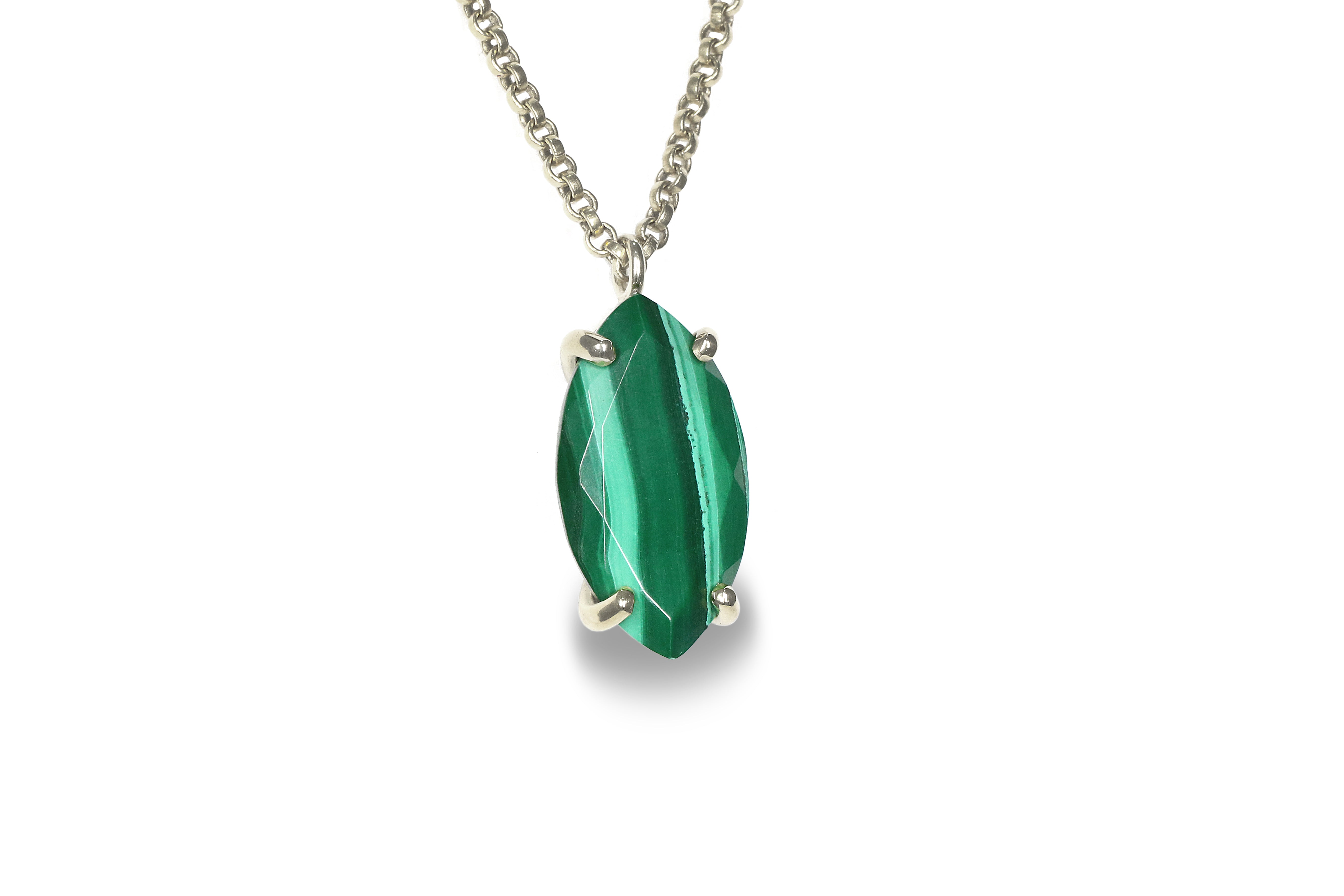 Luxurious Malachite Pendant in Stylish 925 Sterling Silver Necklace necklaces Anemone Jewelry