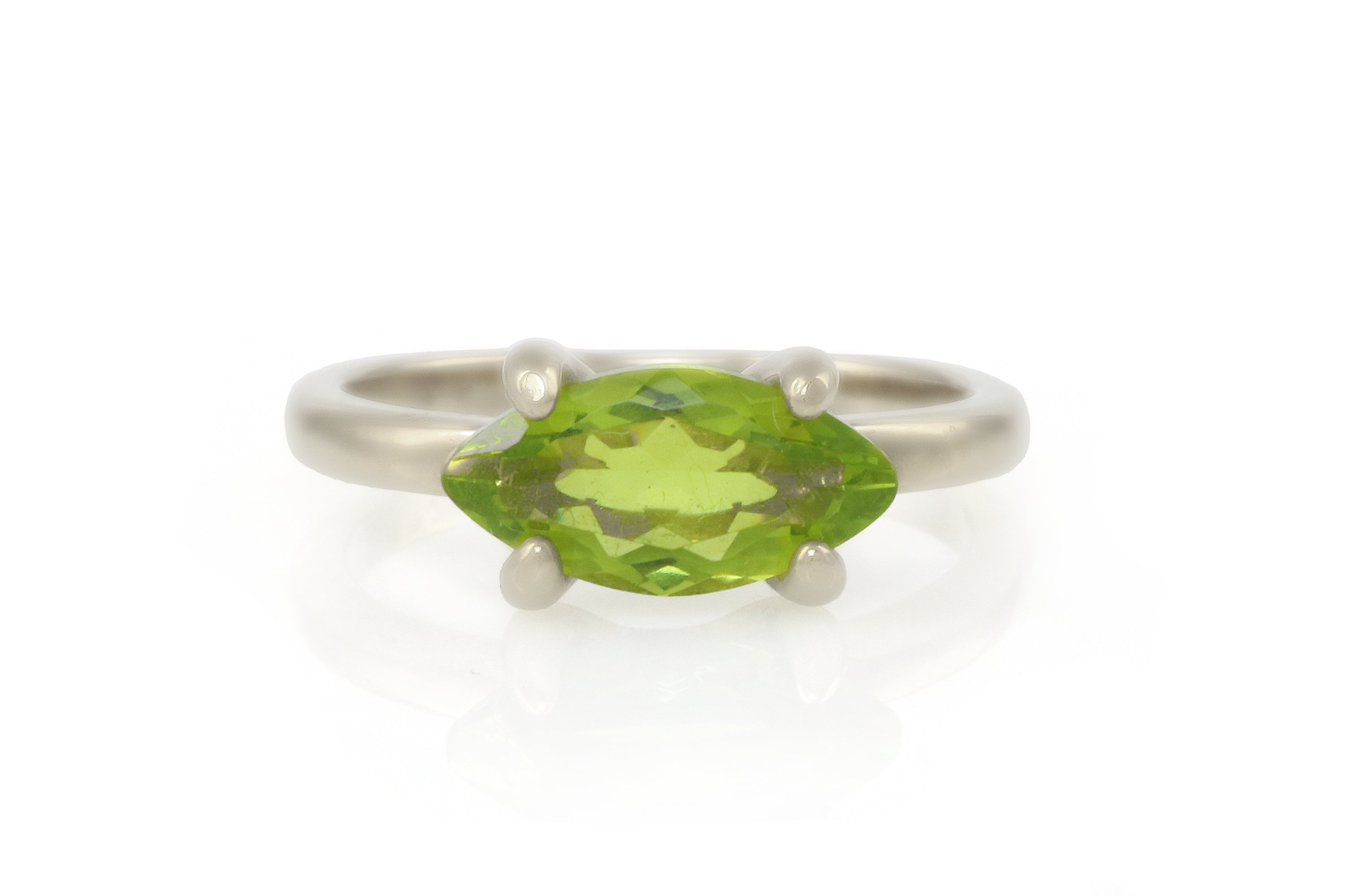 Stackable Peridot Silver Ring in Prongs Setting Rings Anemone Unique