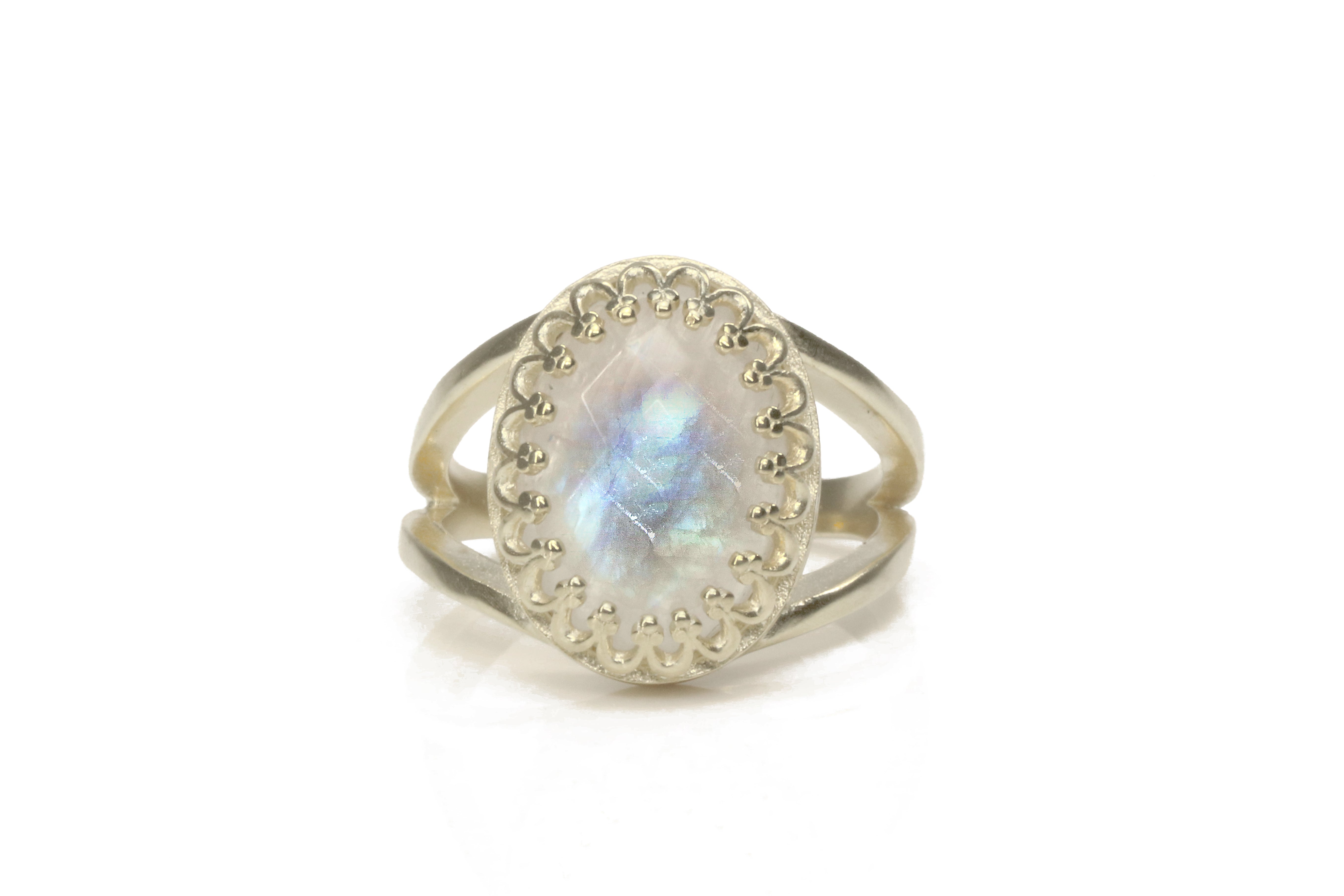 Dreamy Oval Rainbow Moonstone Ring in Sterling Silver Rings Anemone Jewelry