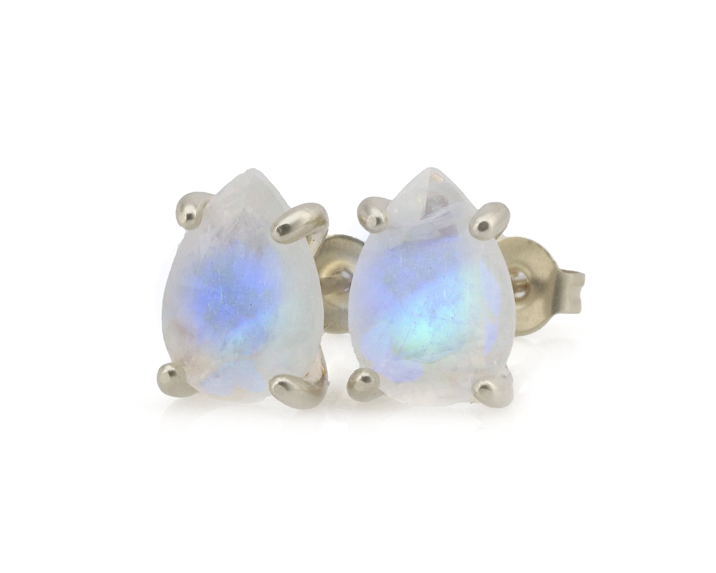 Chic Rainbow Moonstone Handmade Gold Stud Earrings Earrings Anemone Unique