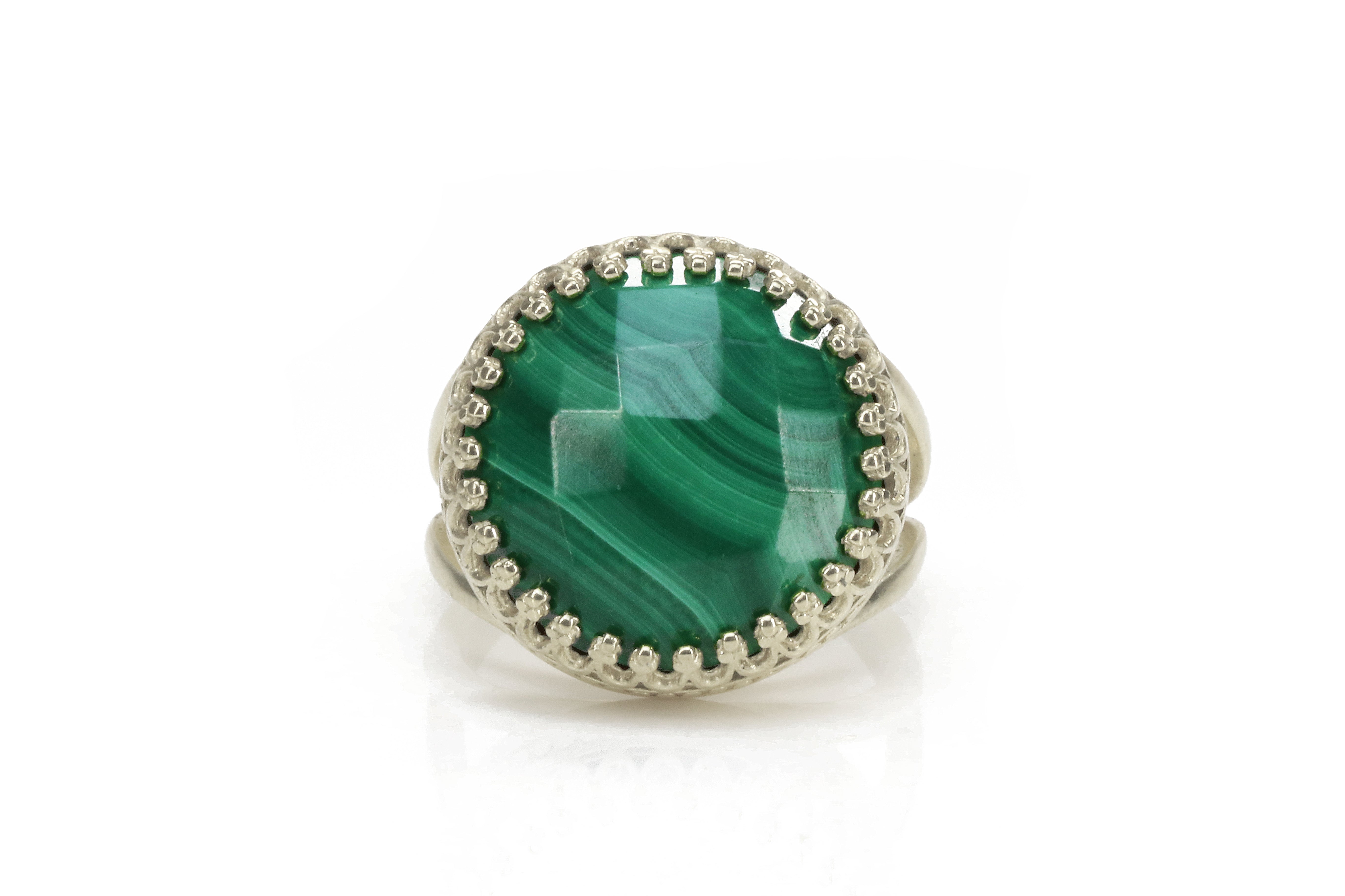 Adorable Green Malachite Ring in 925 Sterling Silver Rings Anemone Jewelry