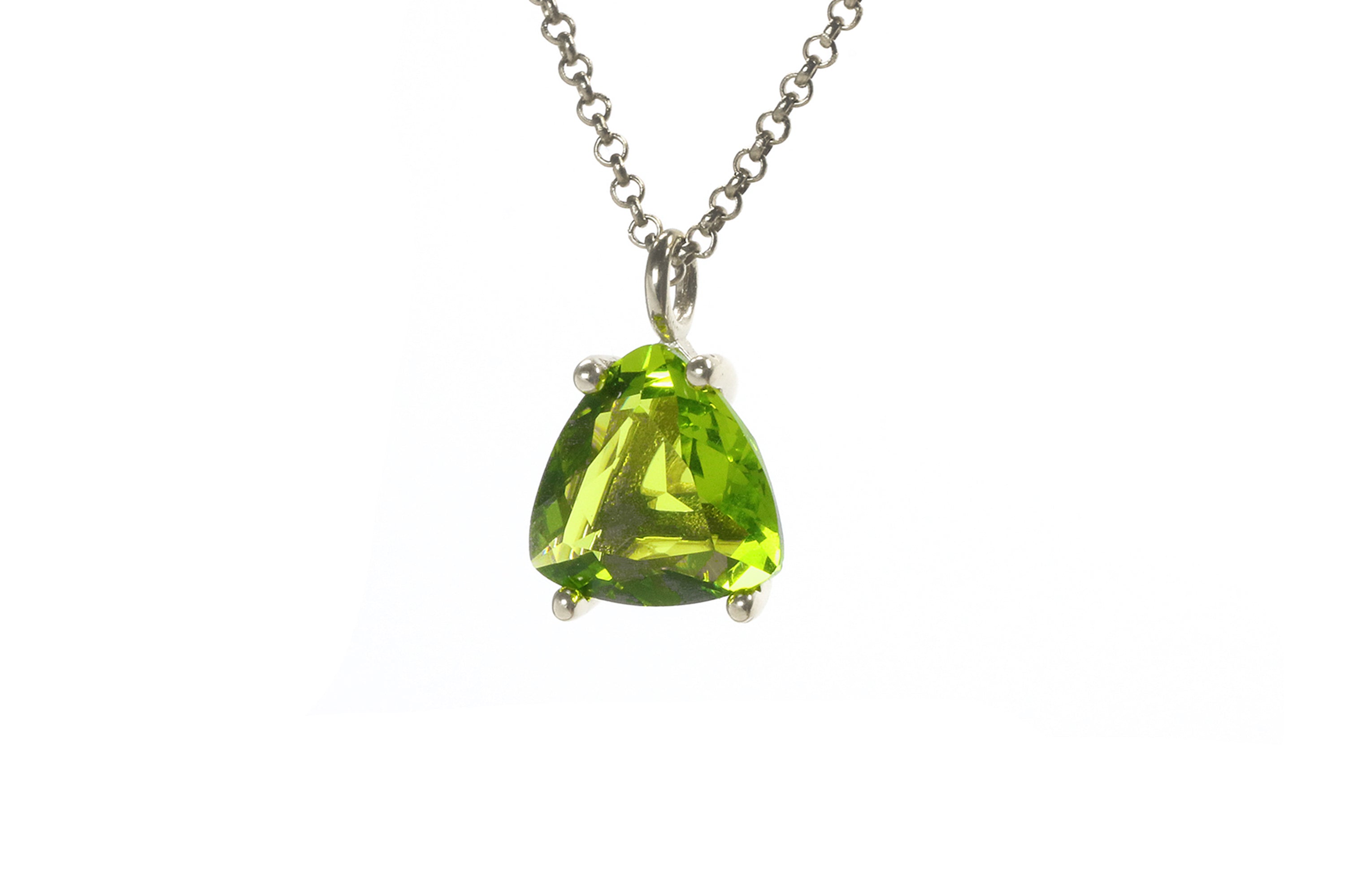 Brilliant Trillion Peridot Gold Necklace necklaces Anemone Unique